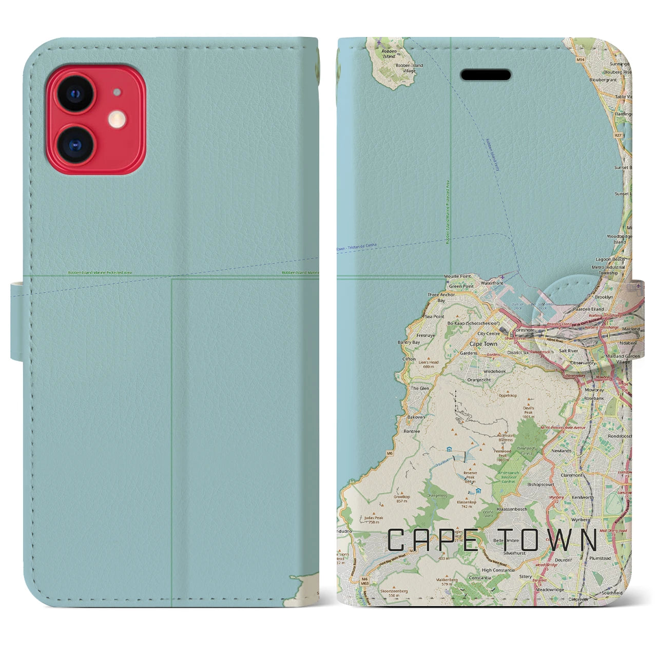 【ケープタウン(南アフリカ)】地図柄iPhoneケース(手帳タイプ)ナチュラル・iPhone 11 用