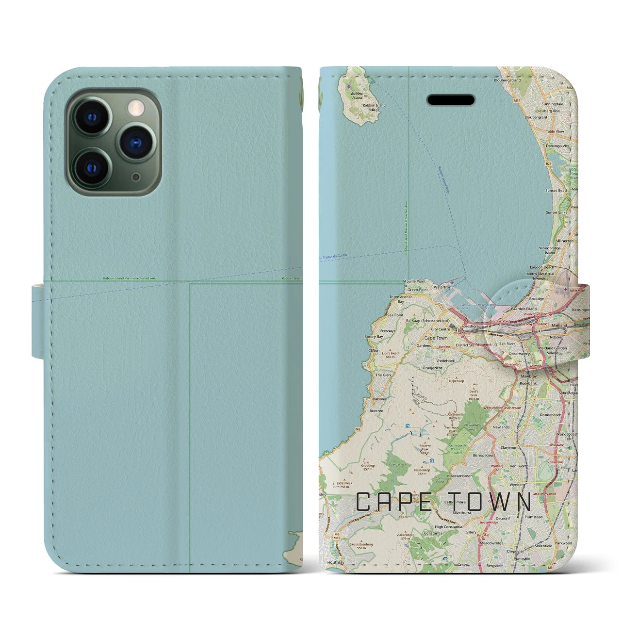 【ケープタウン(南アフリカ)】地図柄iPhoneケース(手帳タイプ)ナチュラル・iPhone 11 Pro 用