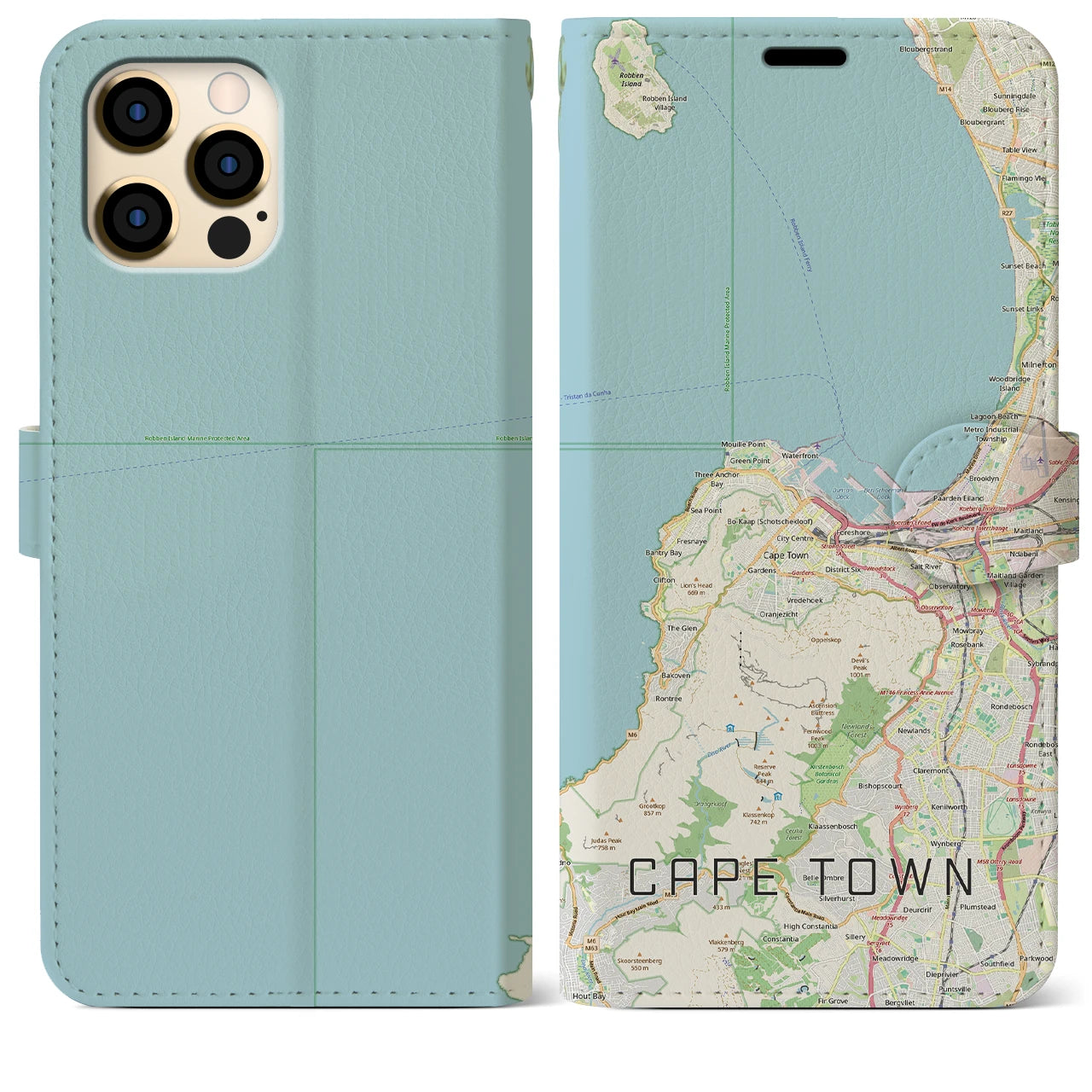 【ケープタウン(南アフリカ)】地図柄iPhoneケース(手帳タイプ)ナチュラル・iPhone 12 Pro Max 用