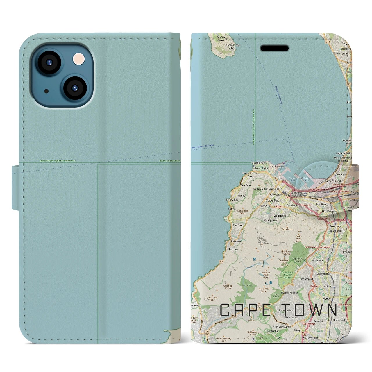 【ケープタウン(南アフリカ)】地図柄iPhoneケース(手帳タイプ)