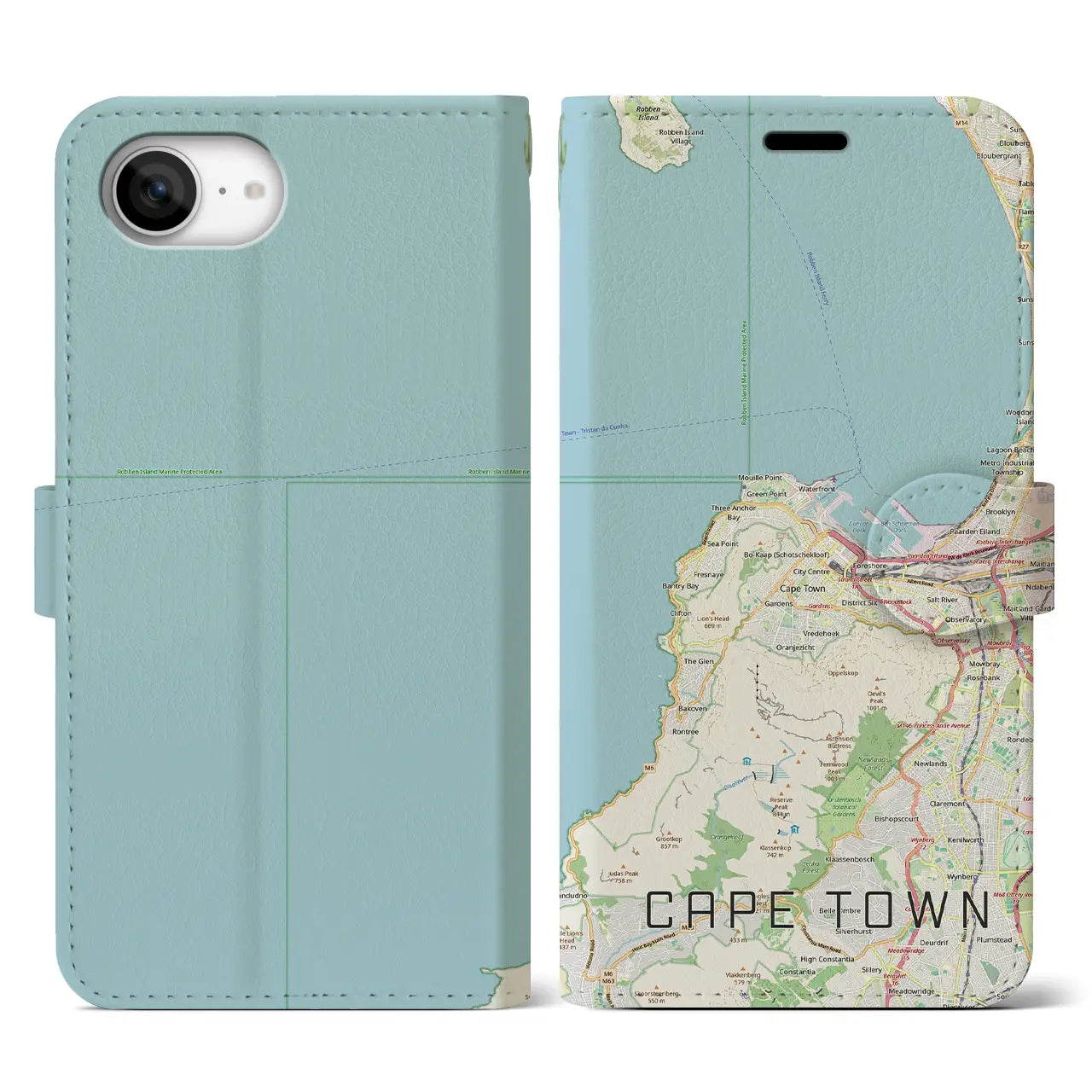 【ケープタウン(南アフリカ)】地図柄iPhoneケース(手帳タイプ)