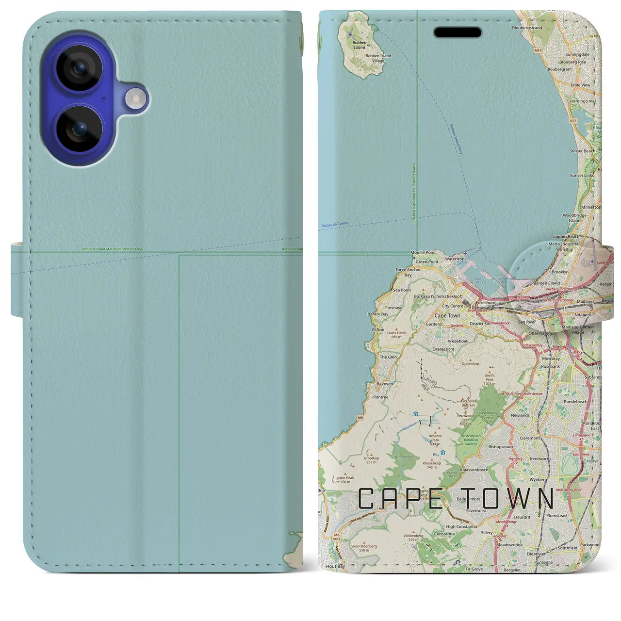 【ケープタウン(南アフリカ)】地図柄iPhoneケース(手帳タイプ)ナチュラル・iPhone 16 Pro Max 用