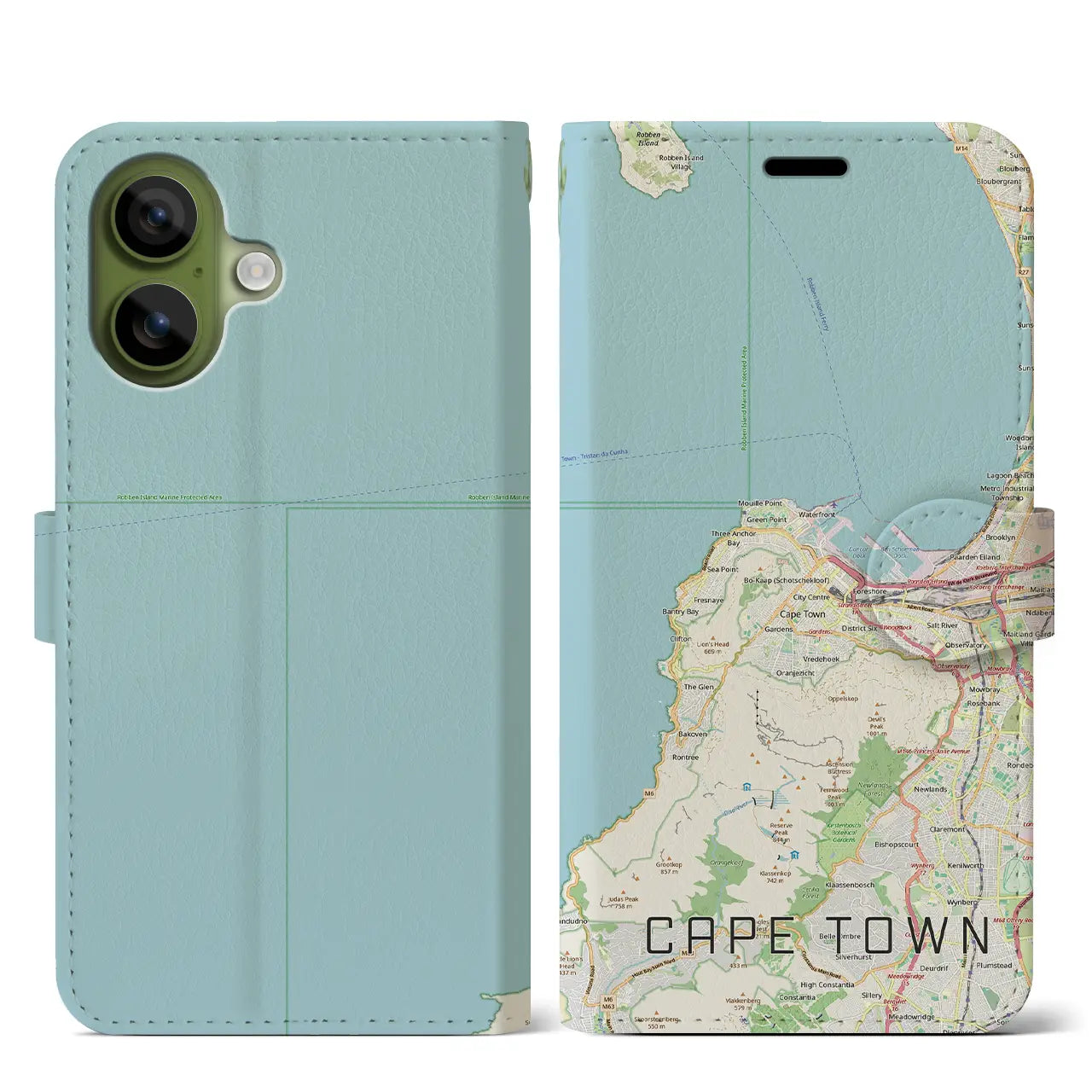 【ケープタウン(南アフリカ)】地図柄iPhoneケース(手帳タイプ)モノトーン・iPhone 17 Pro Max 用