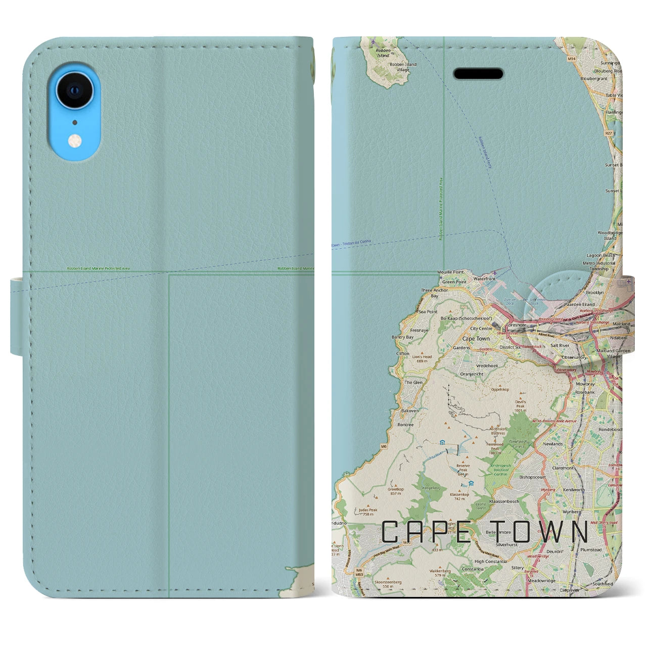 【ケープタウン(南アフリカ)】地図柄iPhoneケース(手帳タイプ)ナチュラル・iPhone XR 用