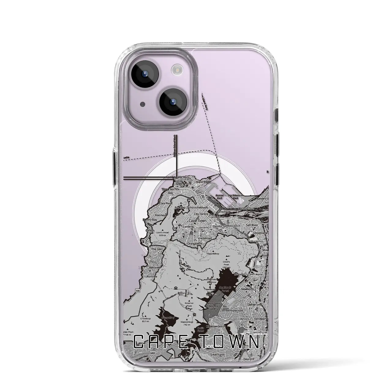【ケープタウン(南アフリカ)】地図柄iPhoneケース(MagSafeタイプ)
