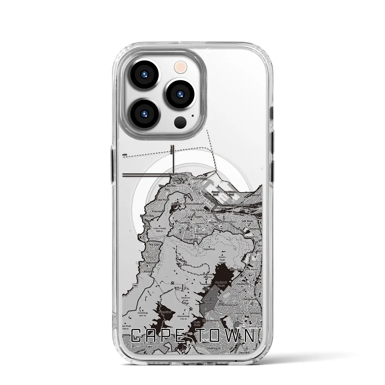 【ケープタウン(南アフリカ)】地図柄iPhoneケース(MagSafeタイプ)
