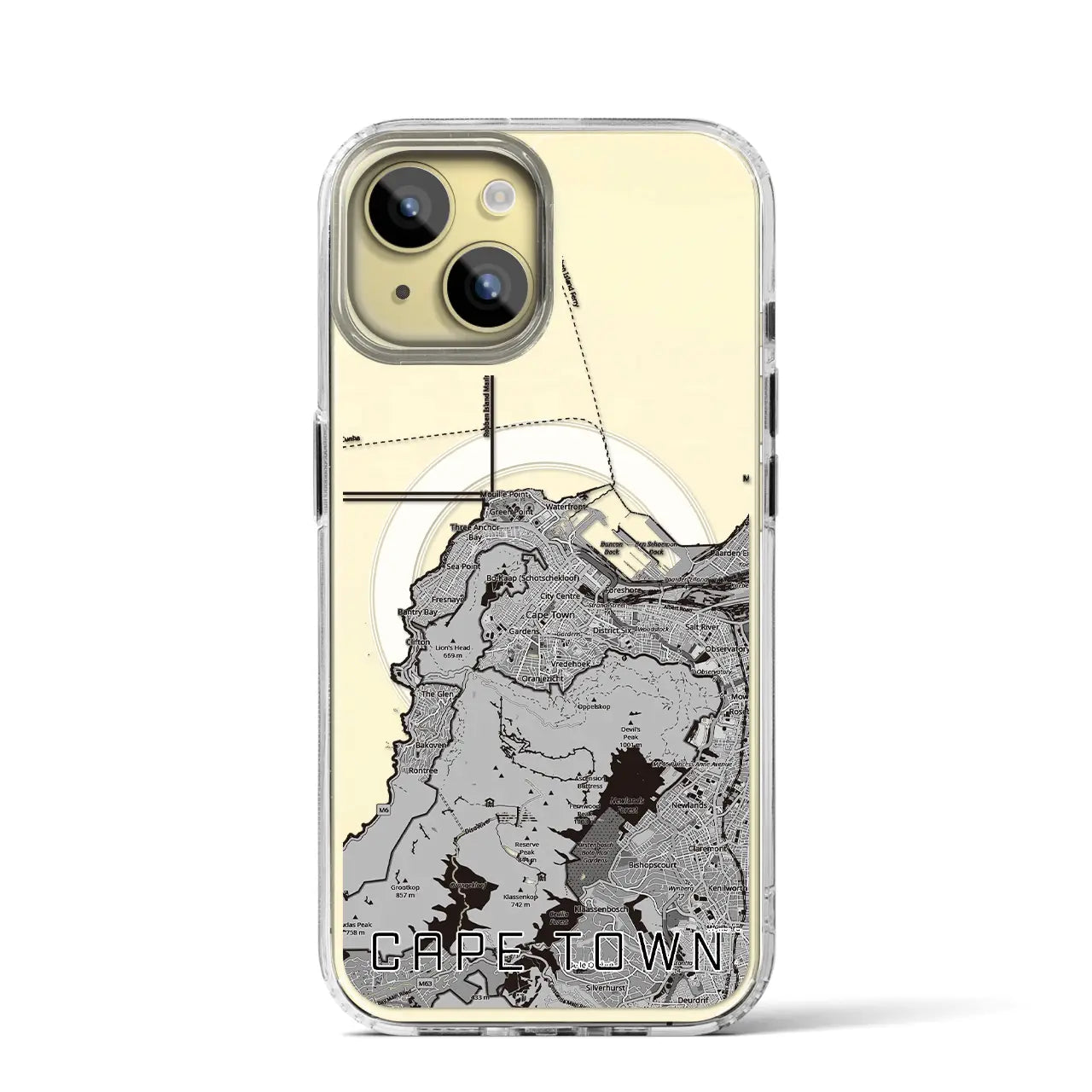 【ケープタウン(南アフリカ)】地図柄iPhoneケース(MagSafeタイプ)