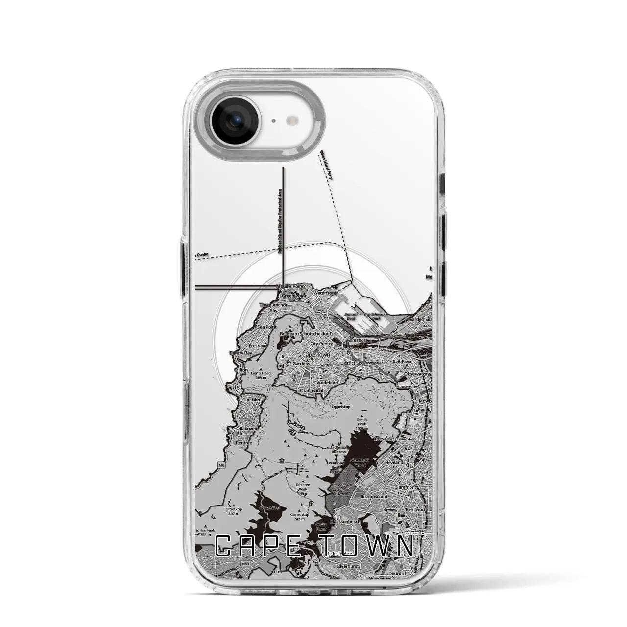 【ケープタウン(南アフリカ)】地図柄iPhoneケース(MagSafeタイプ)