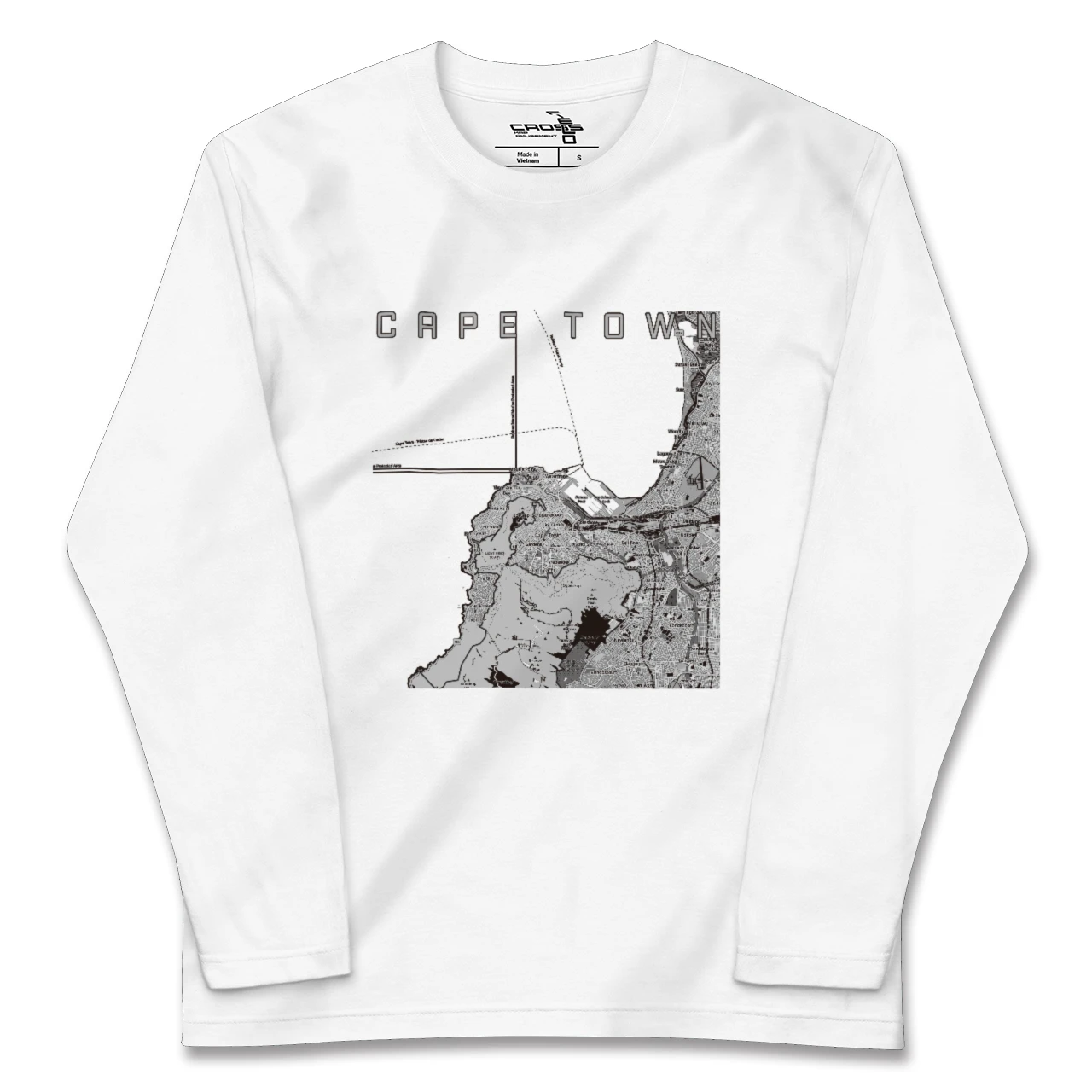 【ケープタウン(南アフリカ)】地図柄ロングスリーブTシャツ