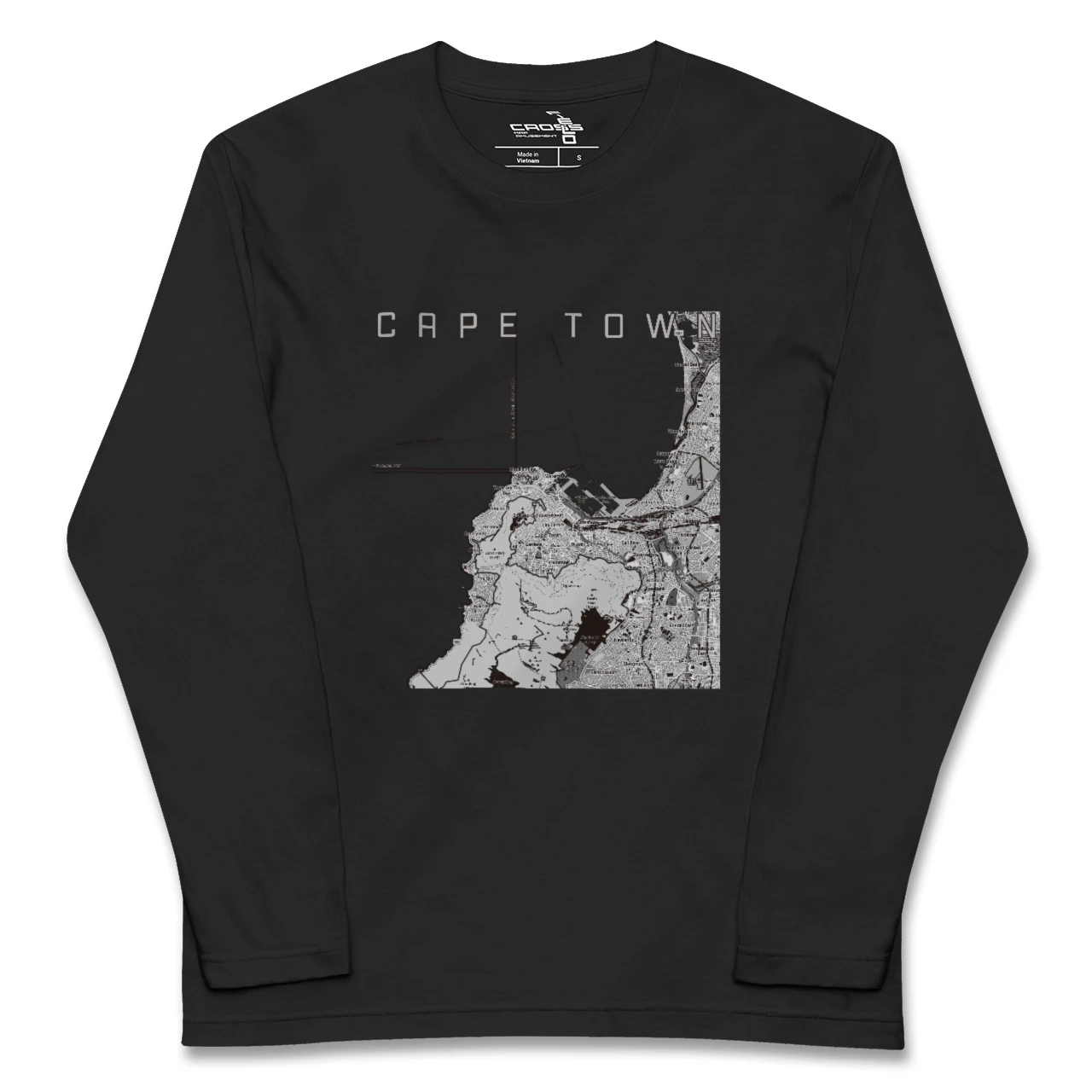 【ケープタウン(南アフリカ)】地図柄ロングスリーブTシャツ