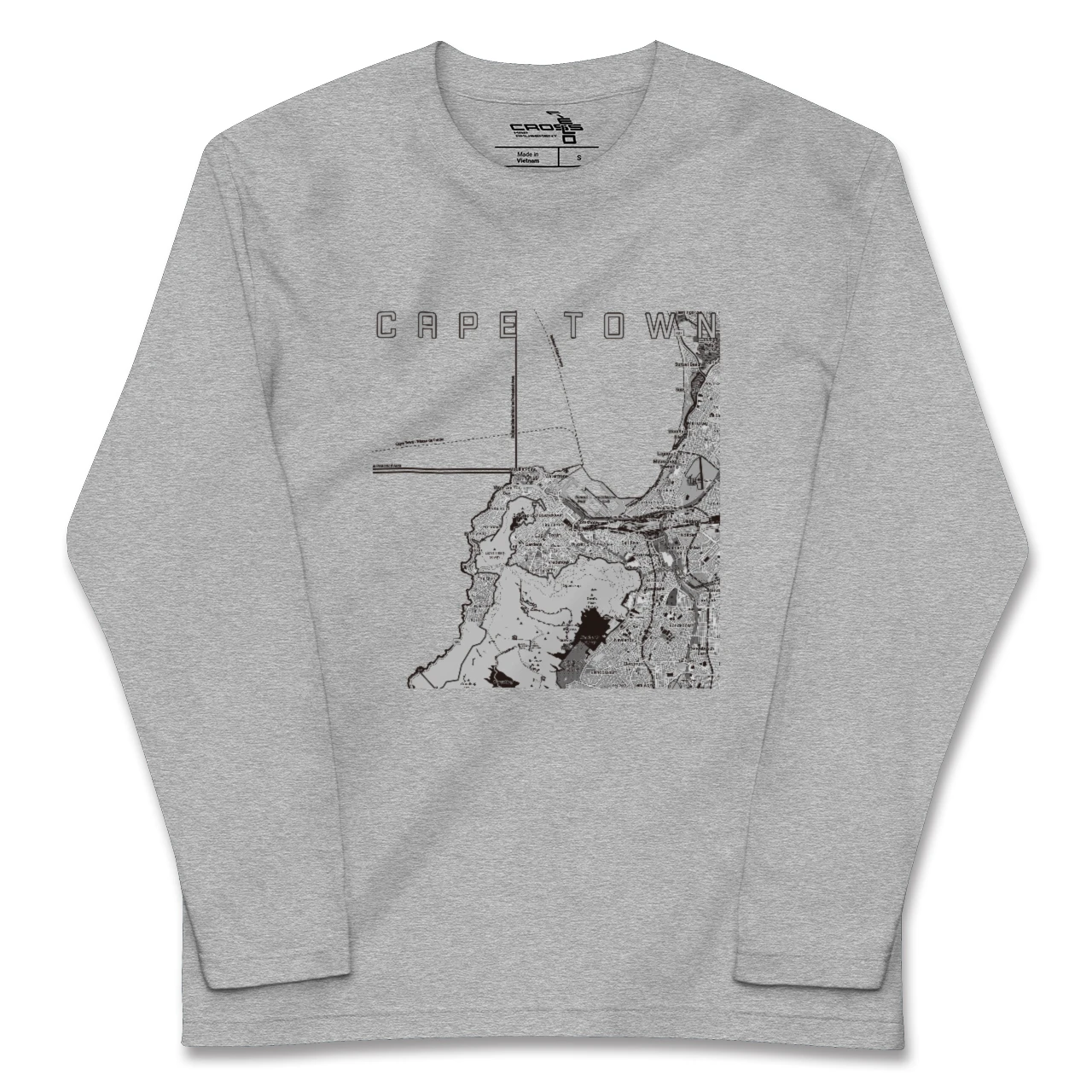 【ケープタウン(南アフリカ)】地図柄ロングスリーブTシャツ