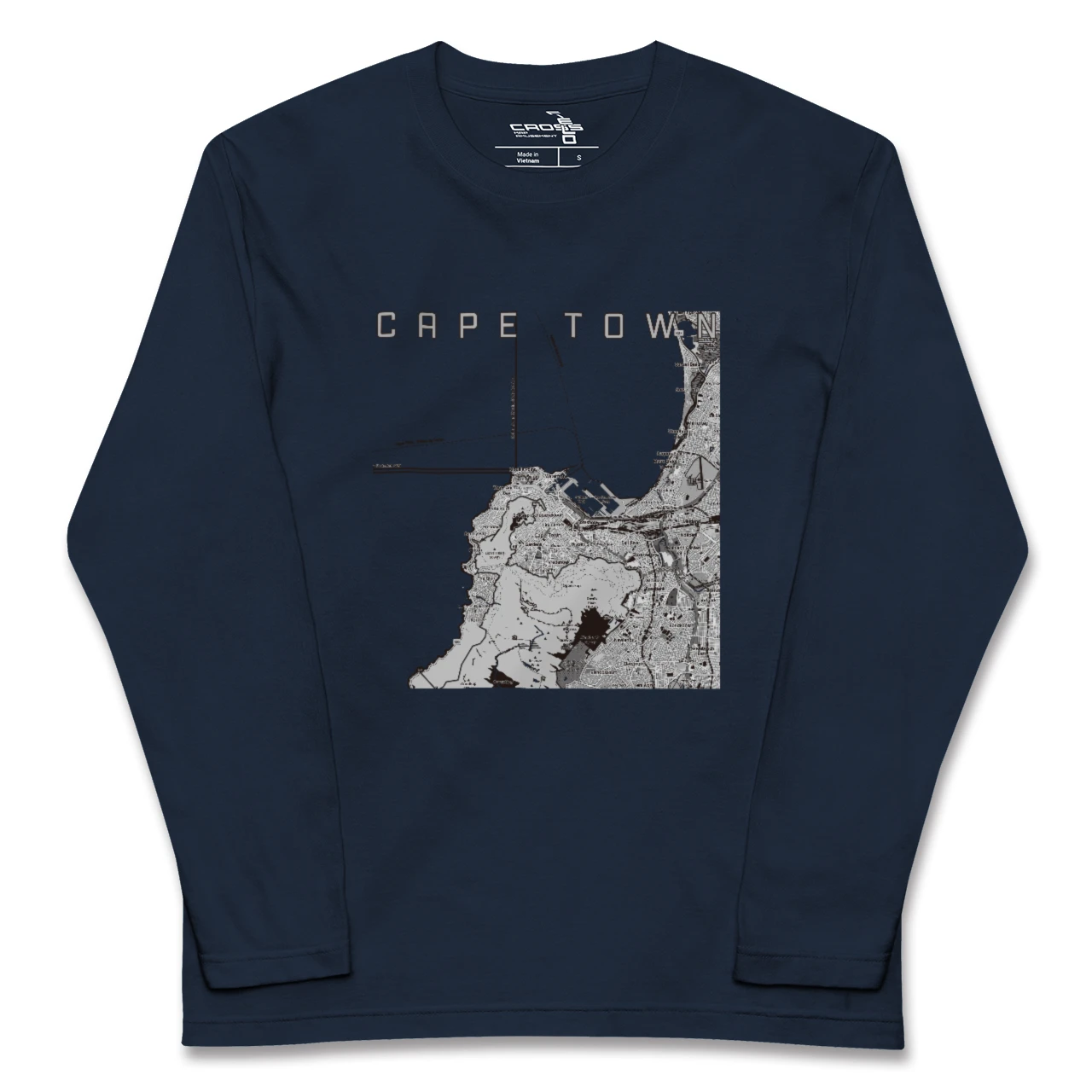 【ケープタウン(南アフリカ)】地図柄ロングスリーブTシャツ