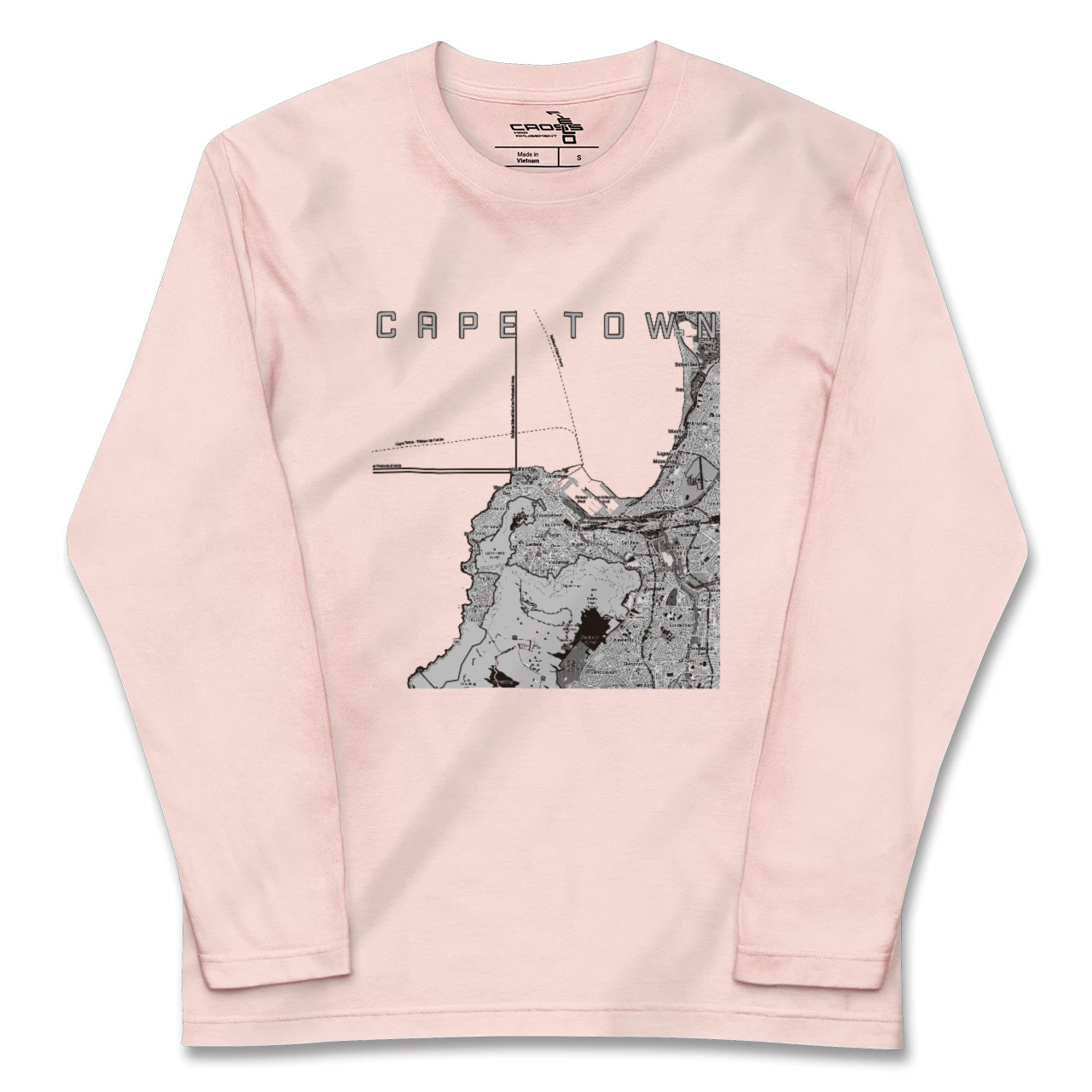 【ケープタウン(南アフリカ)】地図柄ロングスリーブTシャツ