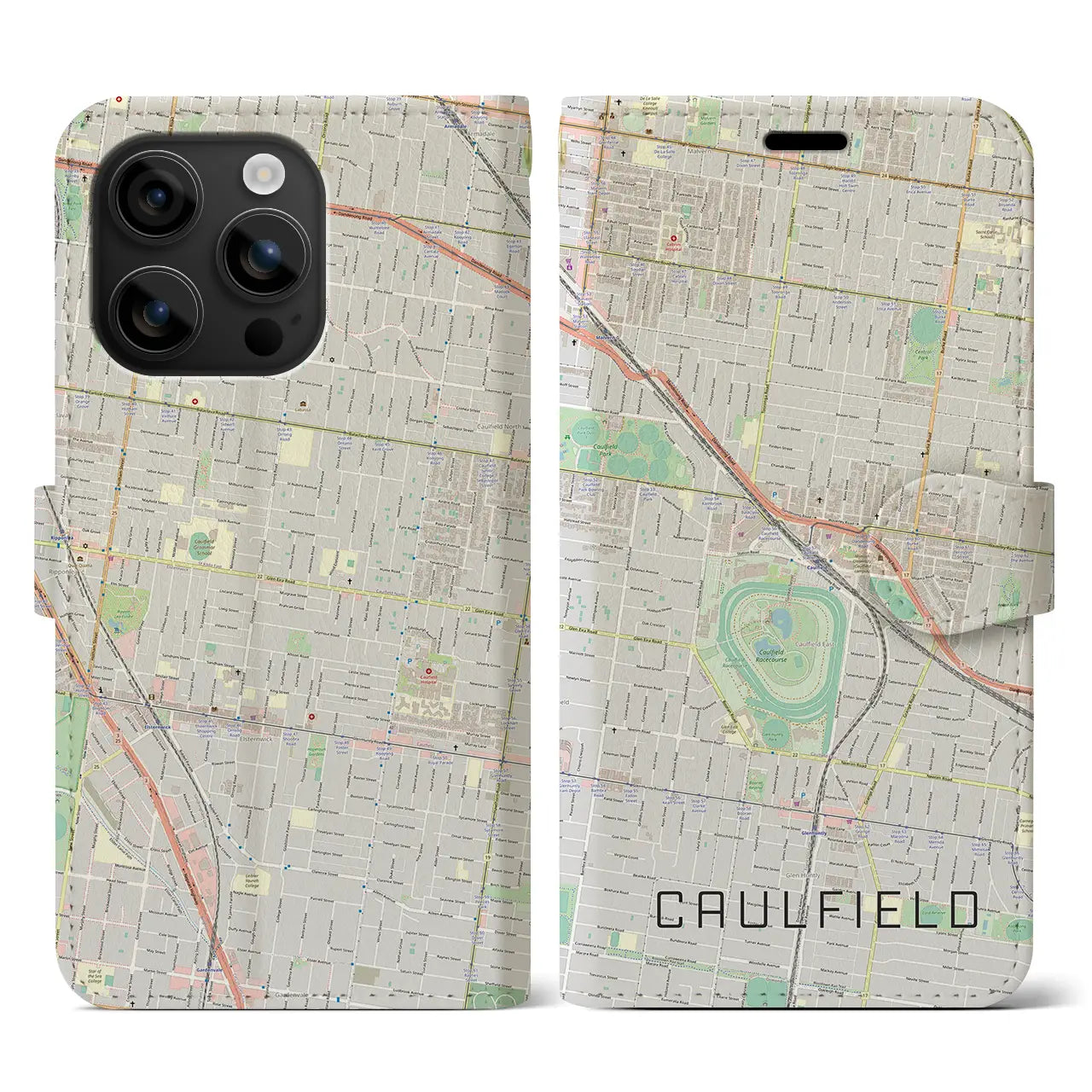 【コーフィールド(オーストラリア)】地図柄iPhoneケース(手帳タイプ)ナチュラル・iPhone 16 用
