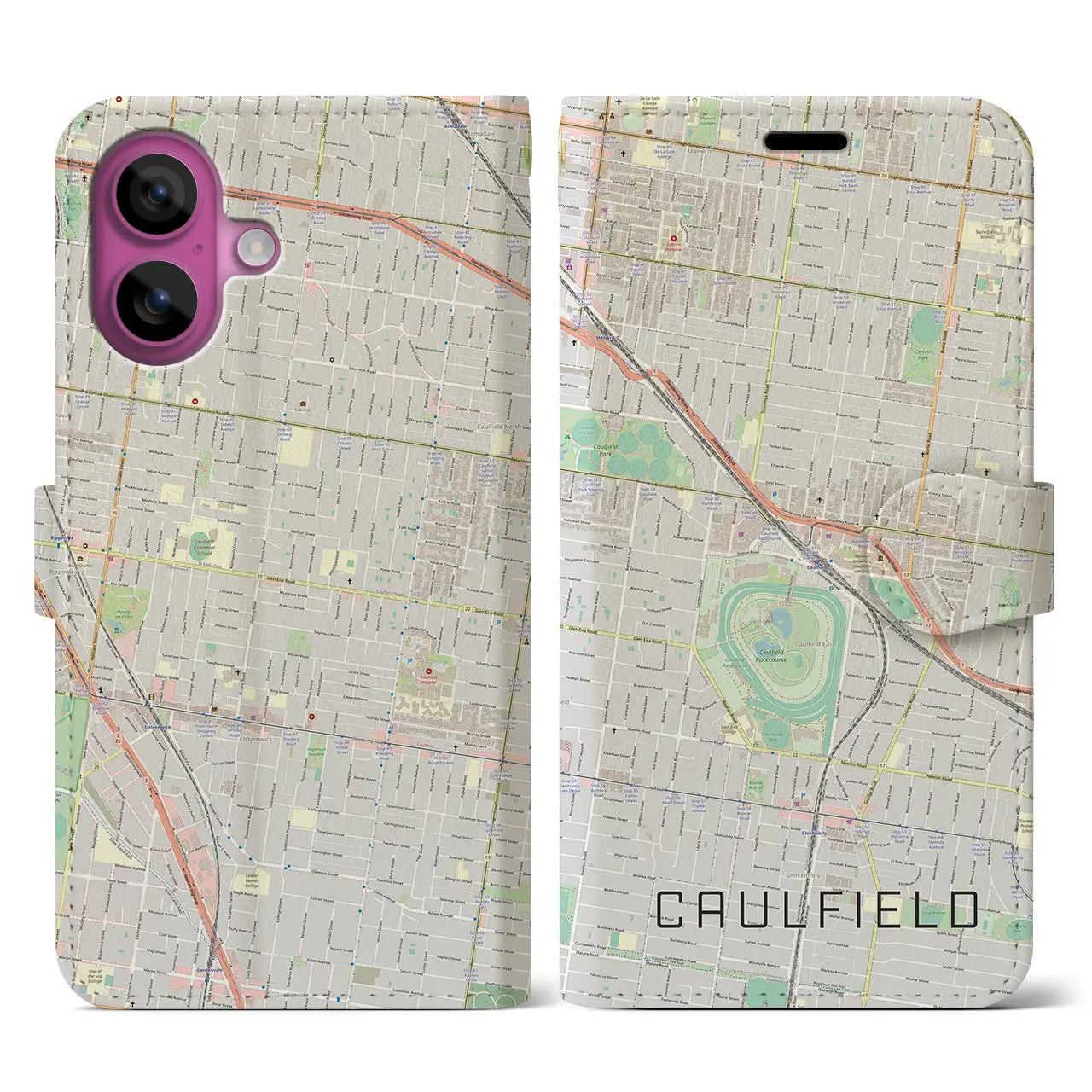 【コーフィールド(オーストラリア)】地図柄iPhoneケース(手帳タイプ)ナチュラル・iPhone 16 Pro 用
