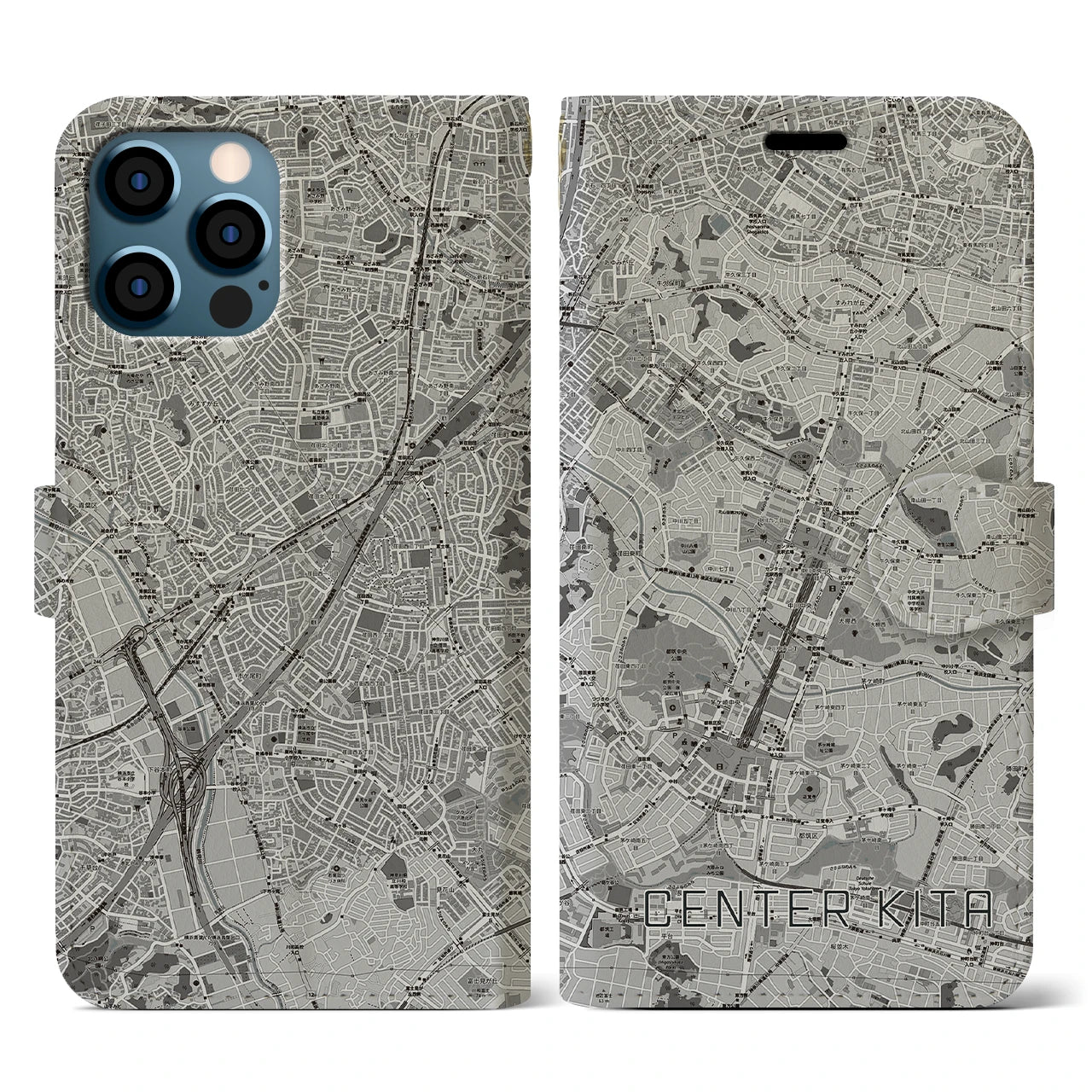 【センター北(神奈川県)】地図柄iPhoneケース(手帳タイプ)