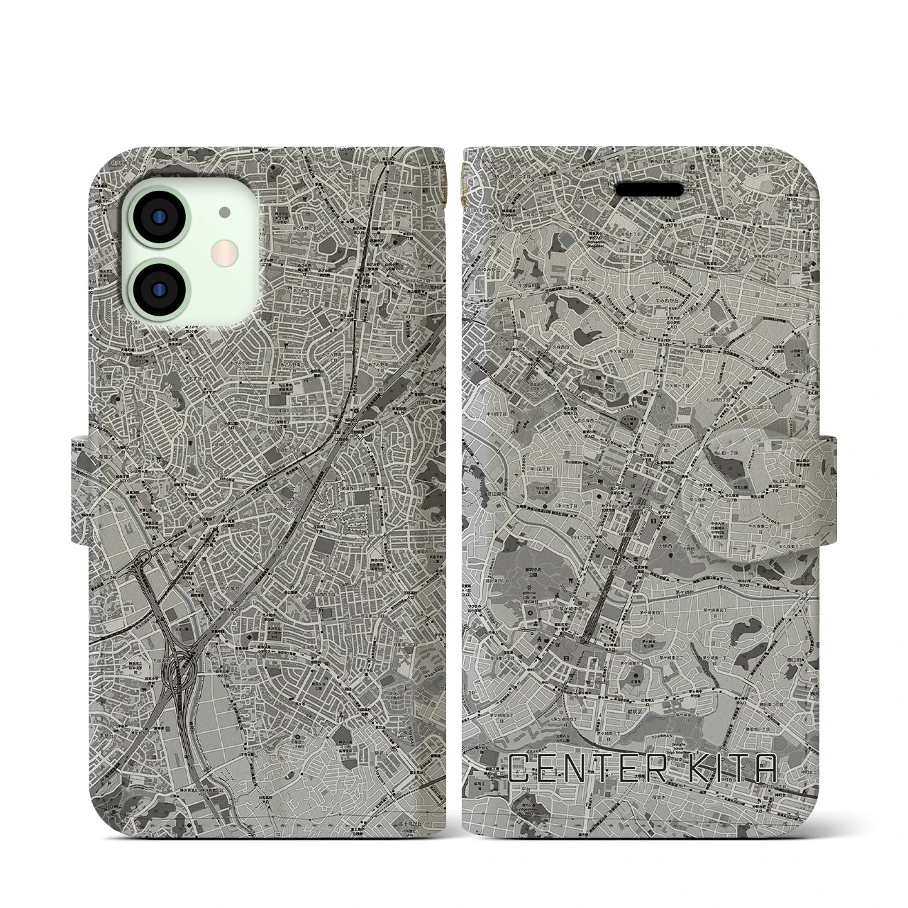 【センター北(神奈川県)】地図柄iPhoneケース(手帳タイプ)