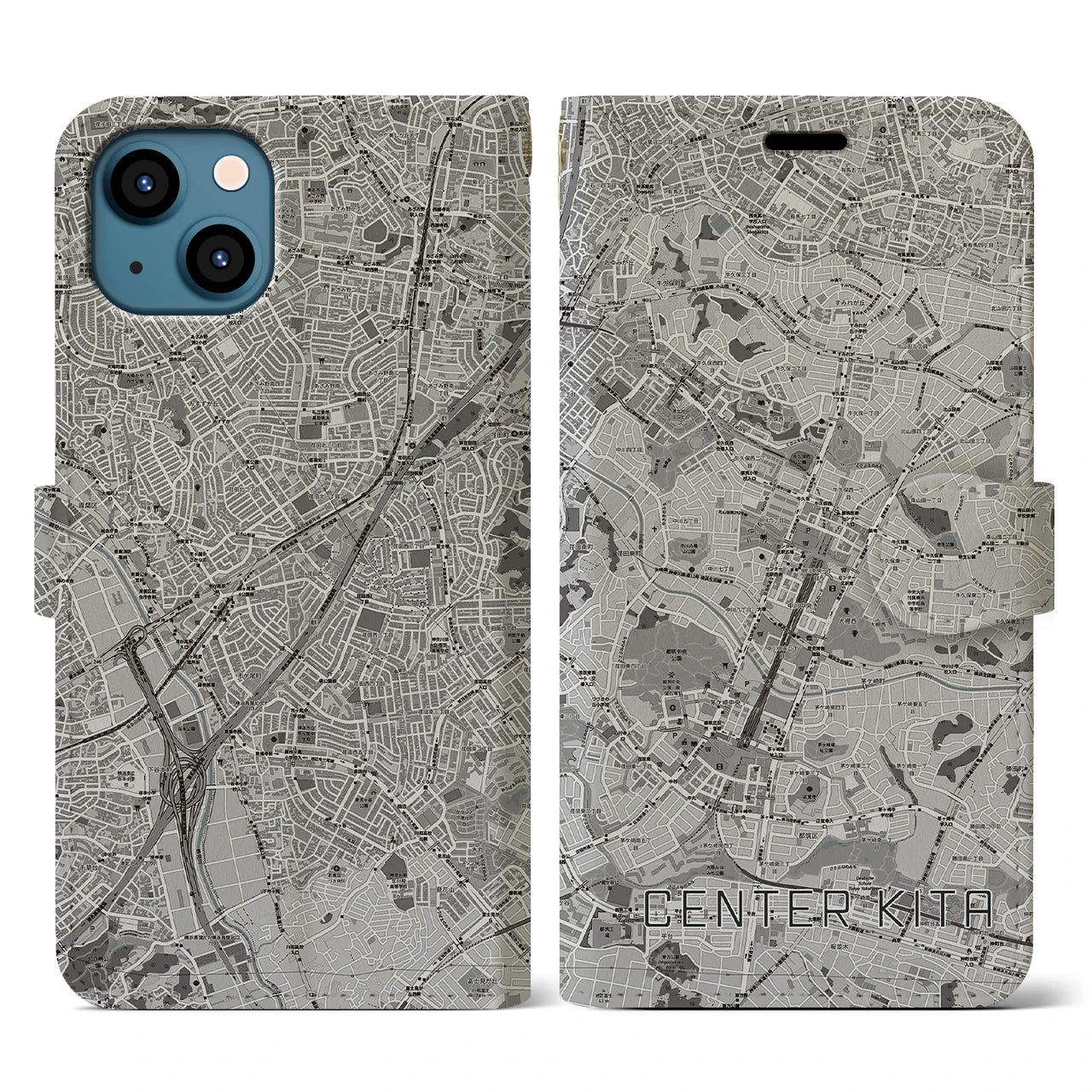 【センター北(神奈川県)】地図柄iPhoneケース(手帳タイプ)