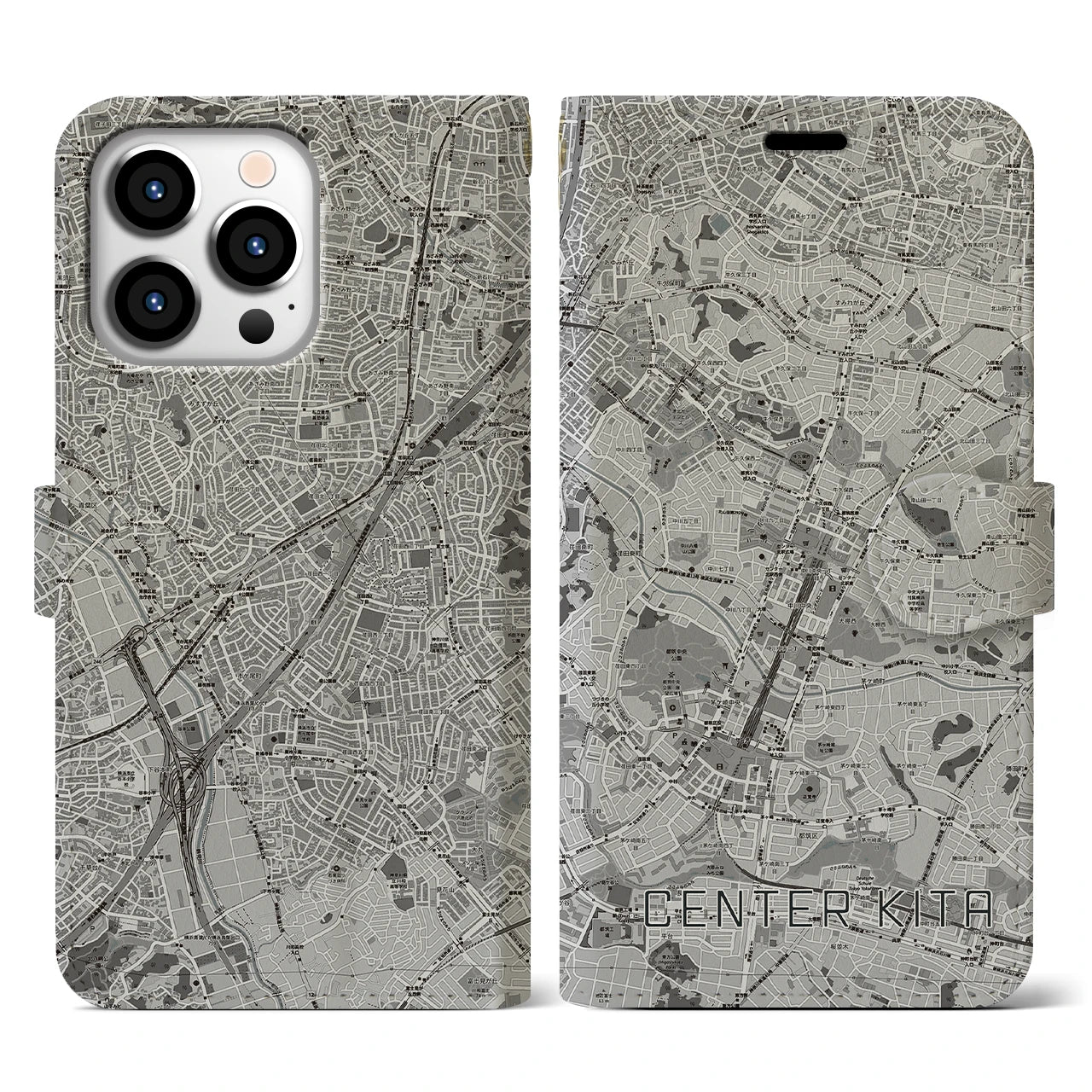 【センター北(神奈川県)】地図柄iPhoneケース(手帳タイプ)