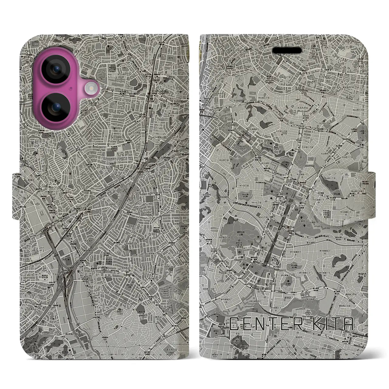 【センター北(神奈川県)】地図柄iPhoneケース(手帳タイプ)