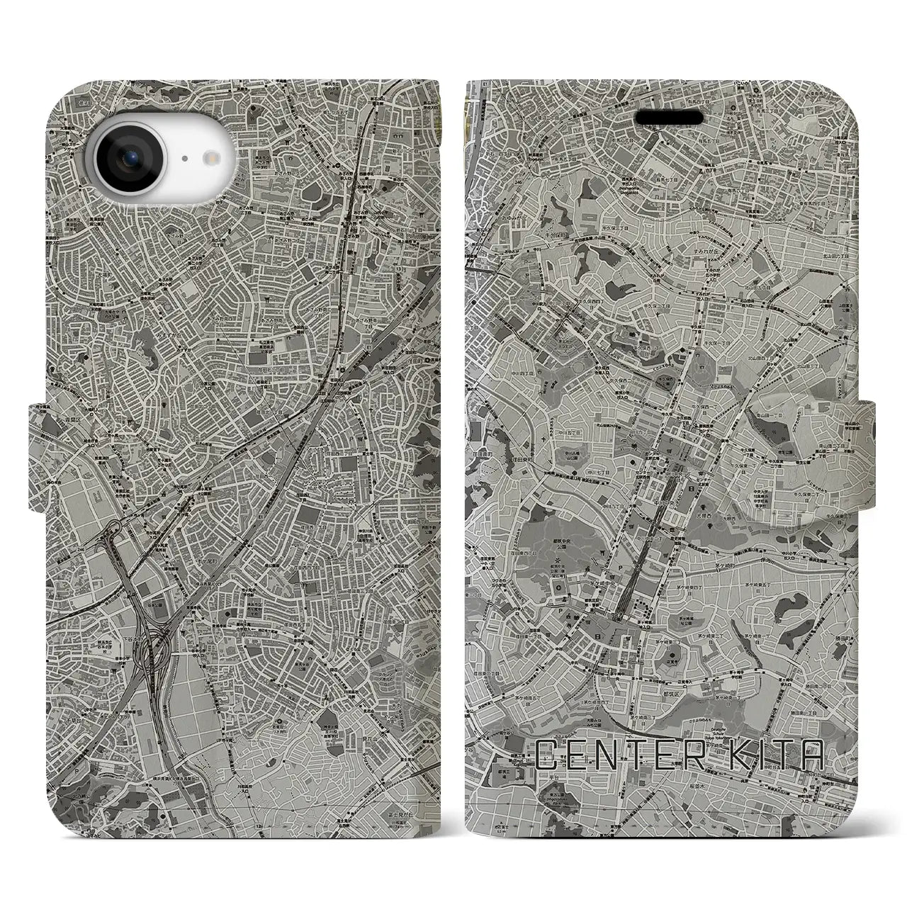 【センター北(神奈川県)】地図柄iPhoneケース(手帳タイプ)