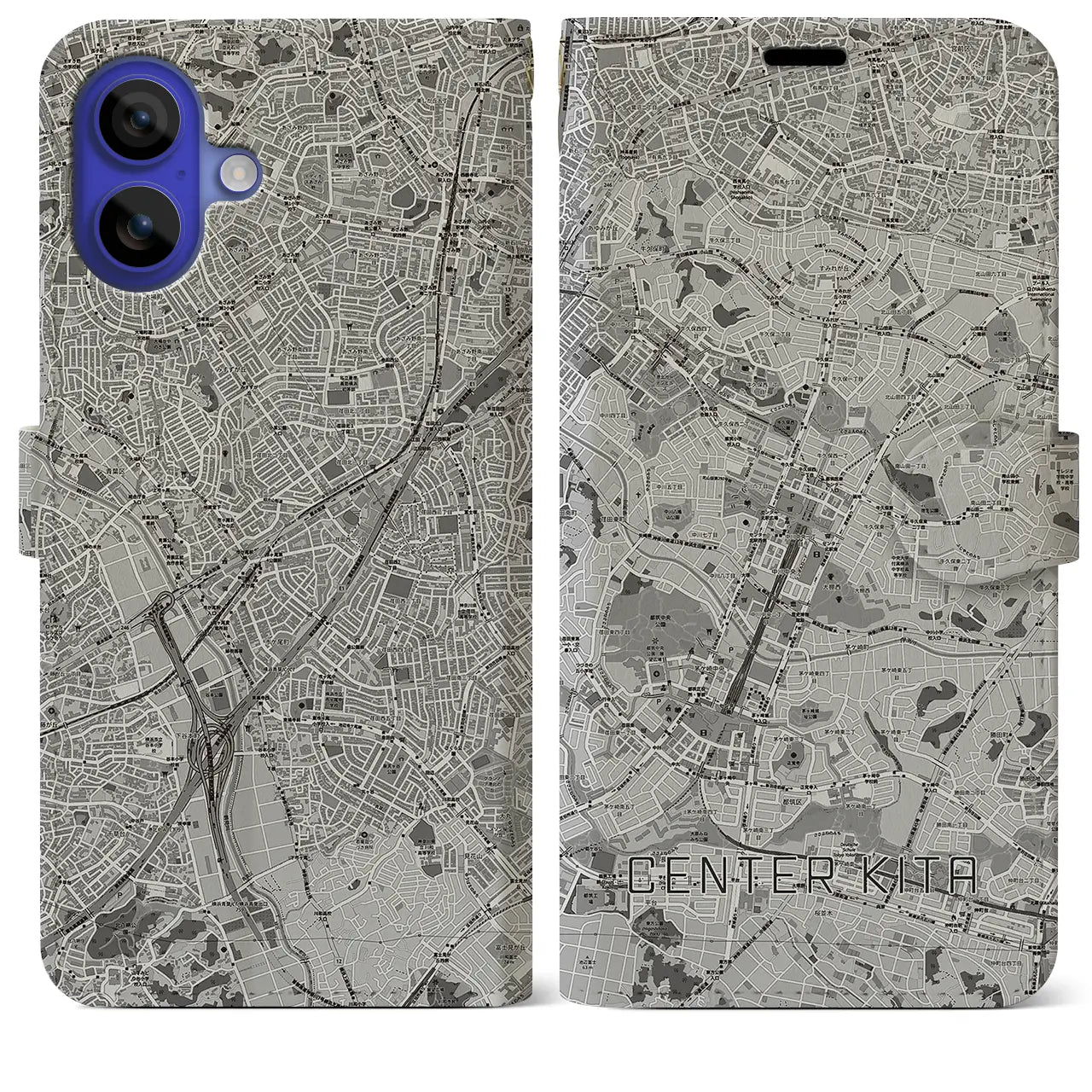 【センター北(神奈川県)】地図柄iPhoneケース(手帳タイプ)