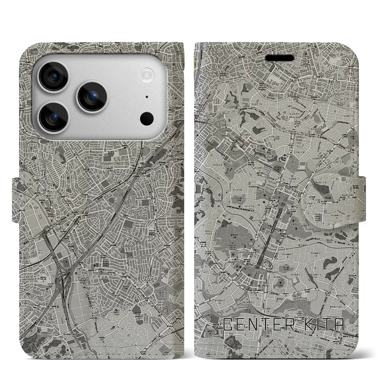 【センター北(神奈川県)】地図柄iPhoneケース(手帳タイプ)