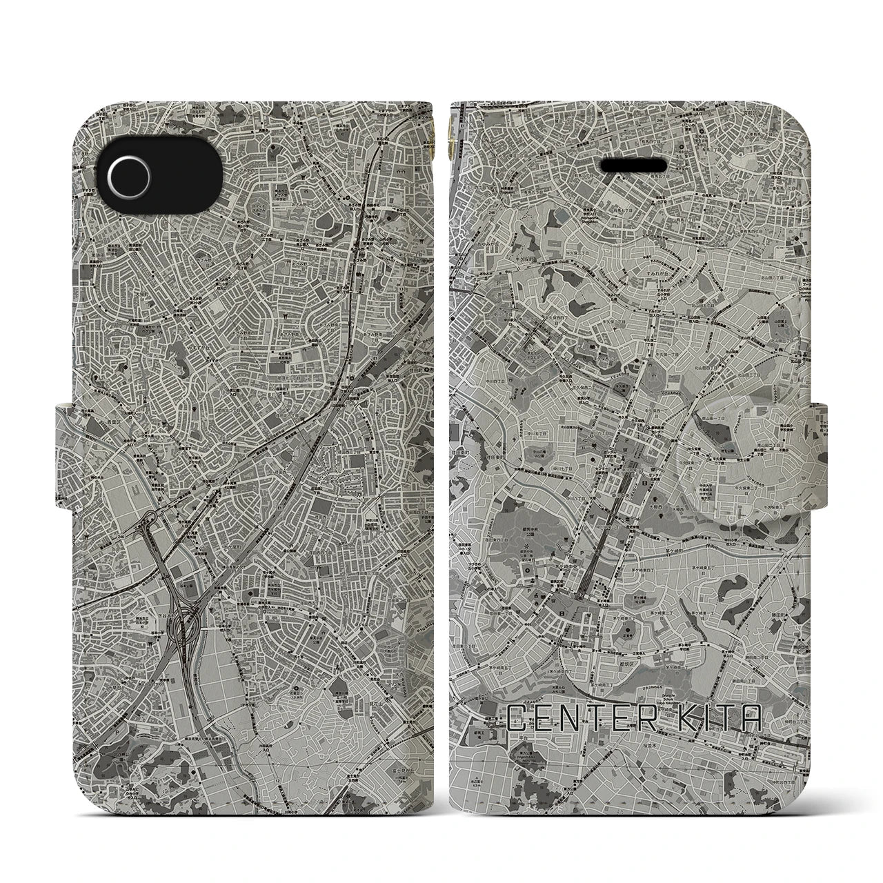 【センター北(神奈川県)】地図柄iPhoneケース(手帳タイプ)