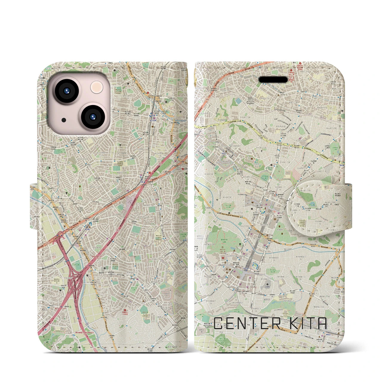 【センター北(神奈川県)】地図柄iPhoneケース(手帳タイプ)