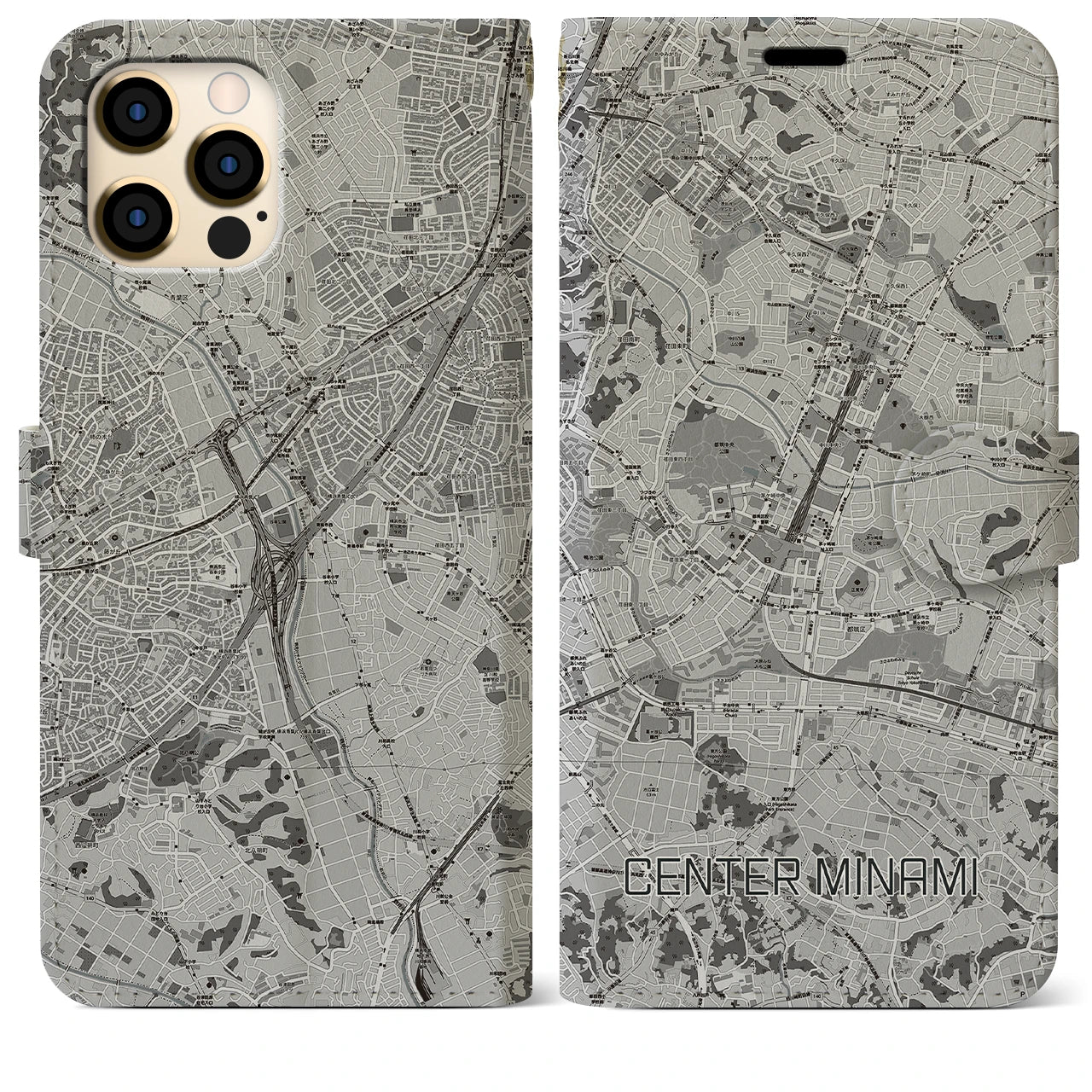 【センター南(神奈川県)】地図柄iPhoneケース(手帳タイプ)