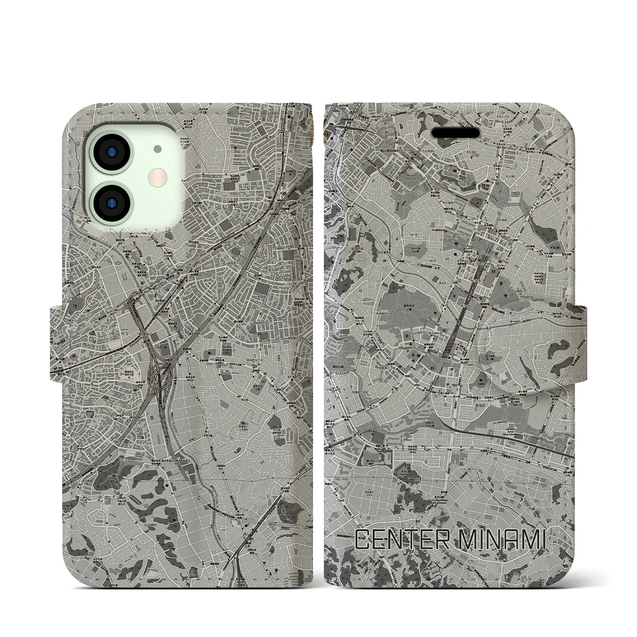 【センター南(神奈川県)】地図柄iPhoneケース(手帳タイプ)