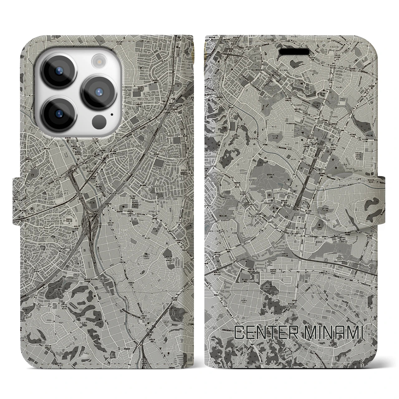 【センター南(神奈川県)】地図柄iPhoneケース(手帳タイプ)