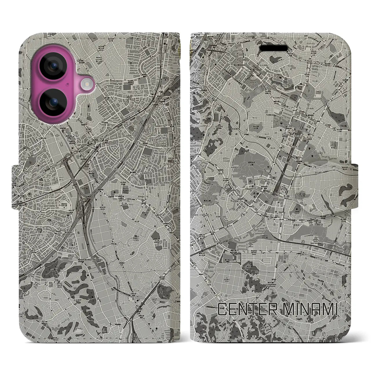 【センター南(神奈川県)】地図柄iPhoneケース(手帳タイプ)