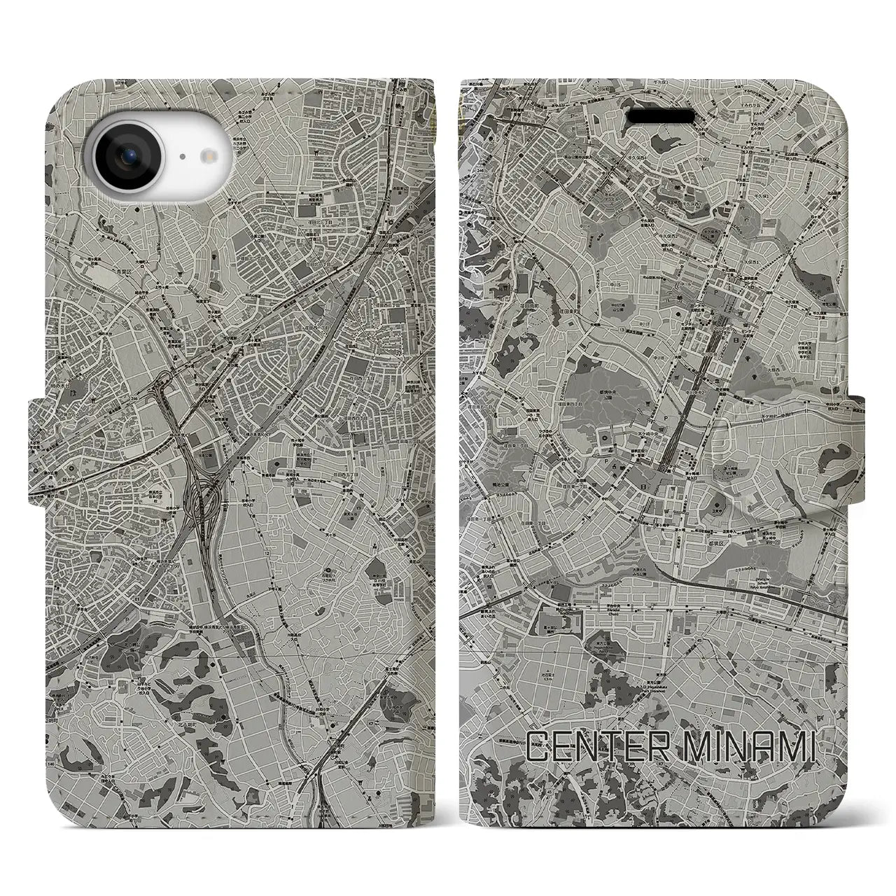 【センター南(神奈川県)】地図柄iPhoneケース(手帳タイプ)