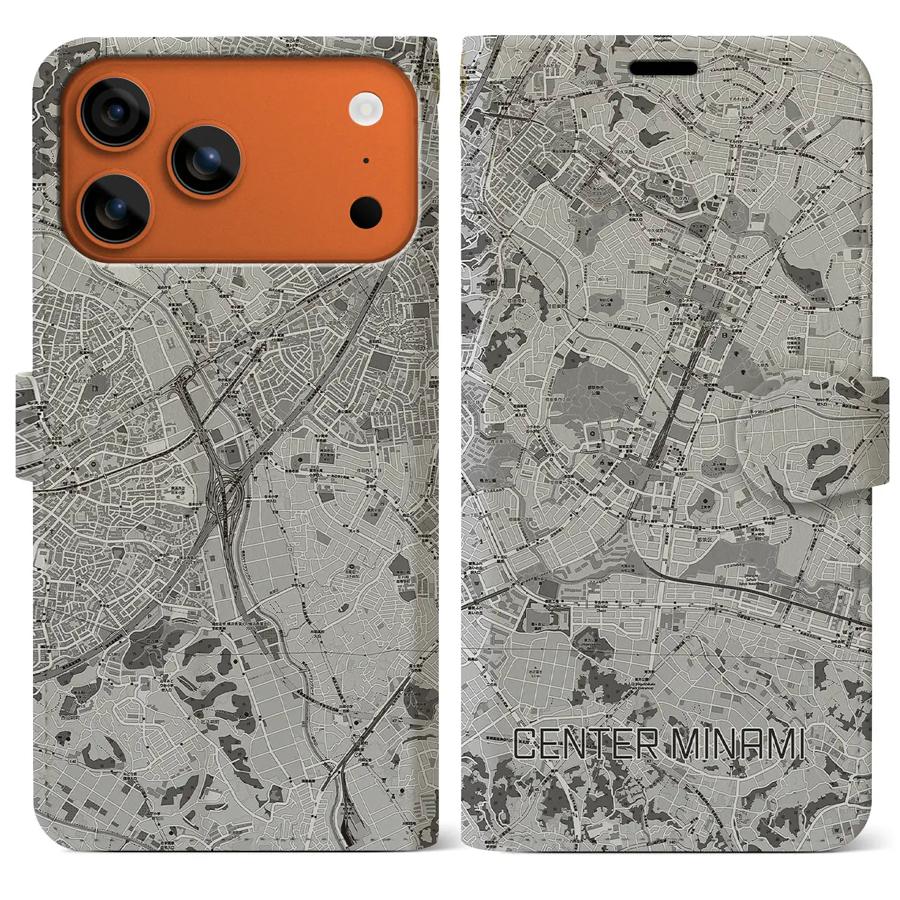 【センター南(神奈川県)】地図柄iPhoneケース(手帳タイプ)