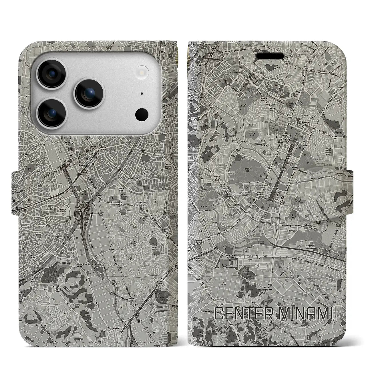 【センター南(神奈川県)】地図柄iPhoneケース(手帳タイプ)