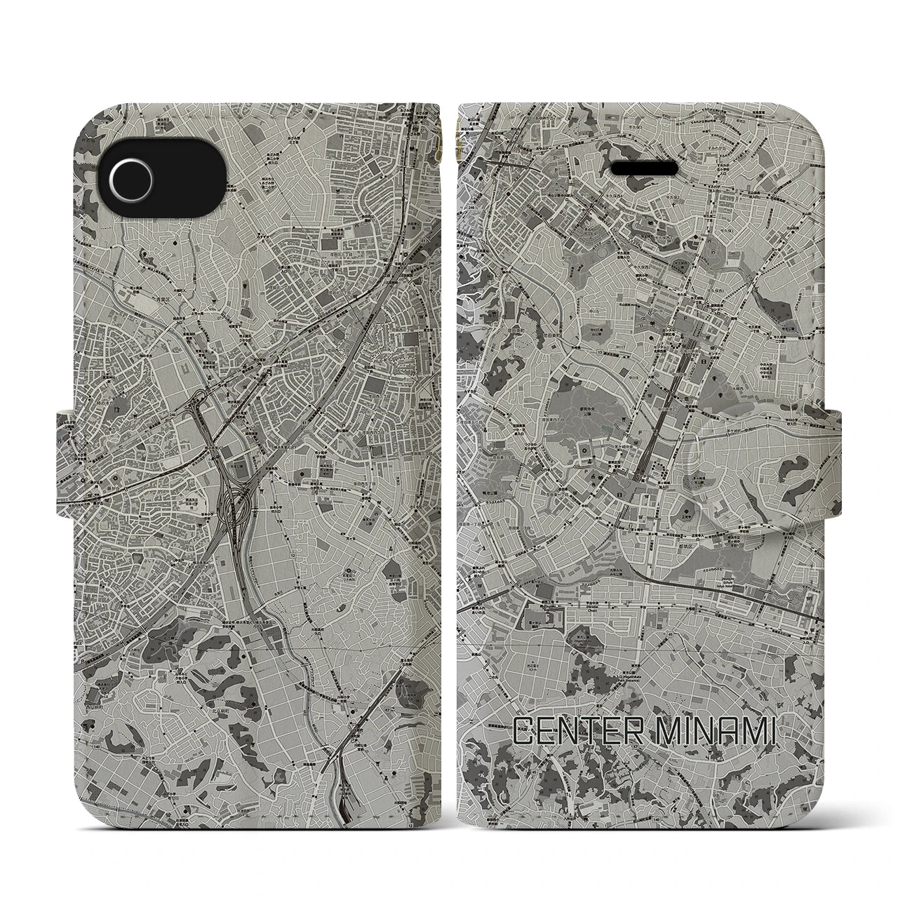 【センター南(神奈川県)】地図柄iPhoneケース(手帳タイプ)