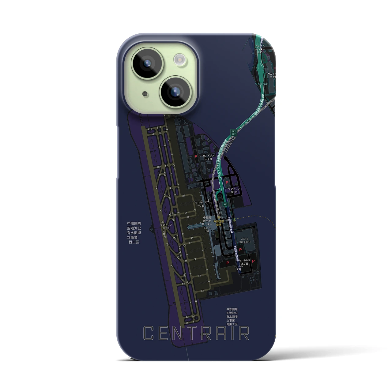 【中部国際空港(愛知県)】地図柄iPhoneケース(バックカバータイプ)