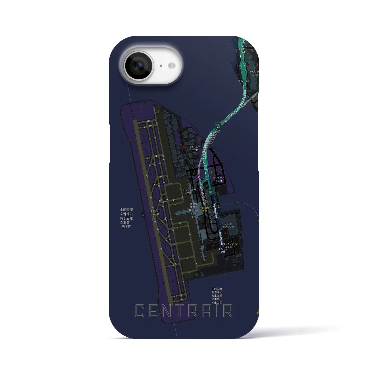 【中部国際空港(愛知県)】地図柄iPhoneケース(バックカバータイプ)