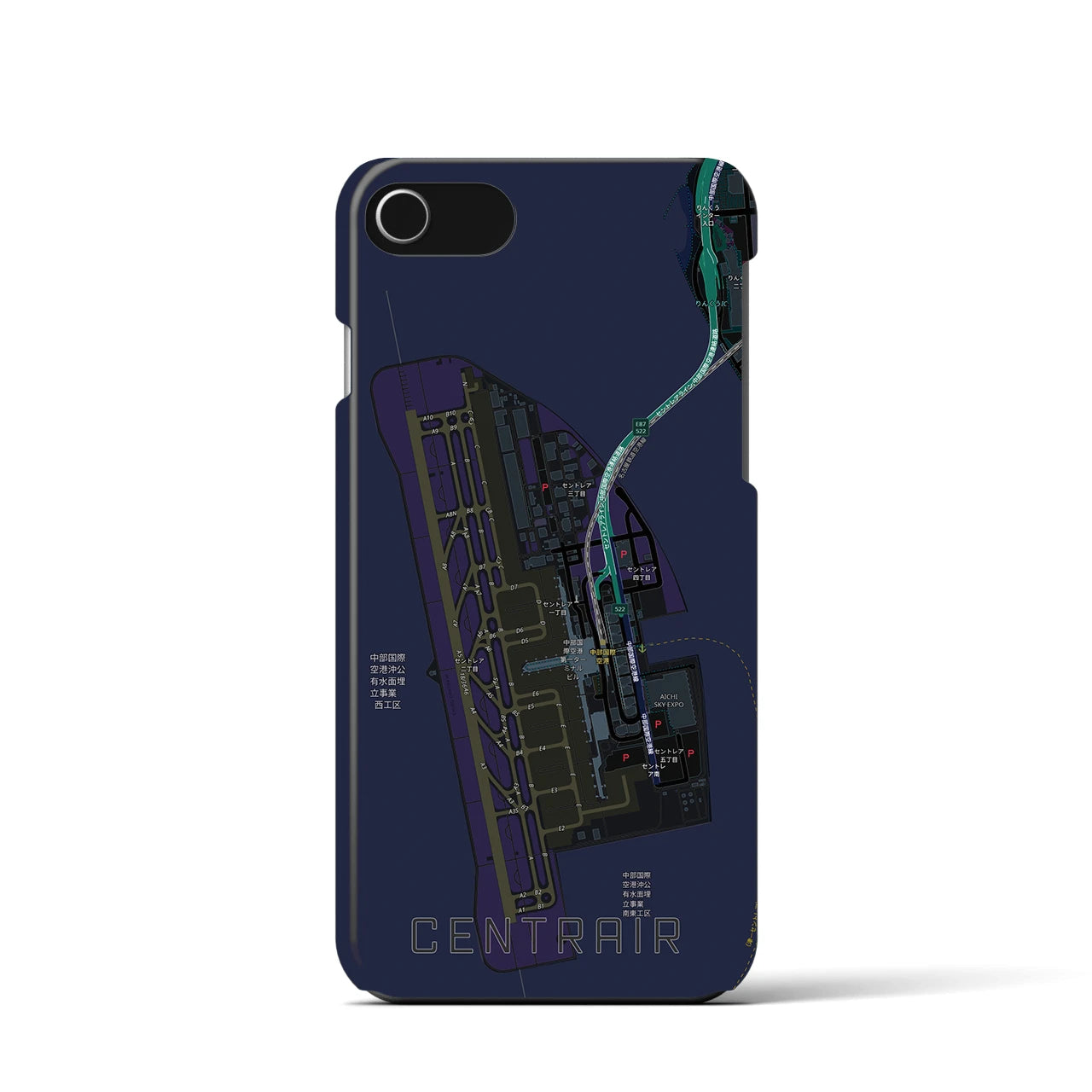 【中部国際空港(愛知県)】地図柄iPhoneケース(バックカバータイプ)