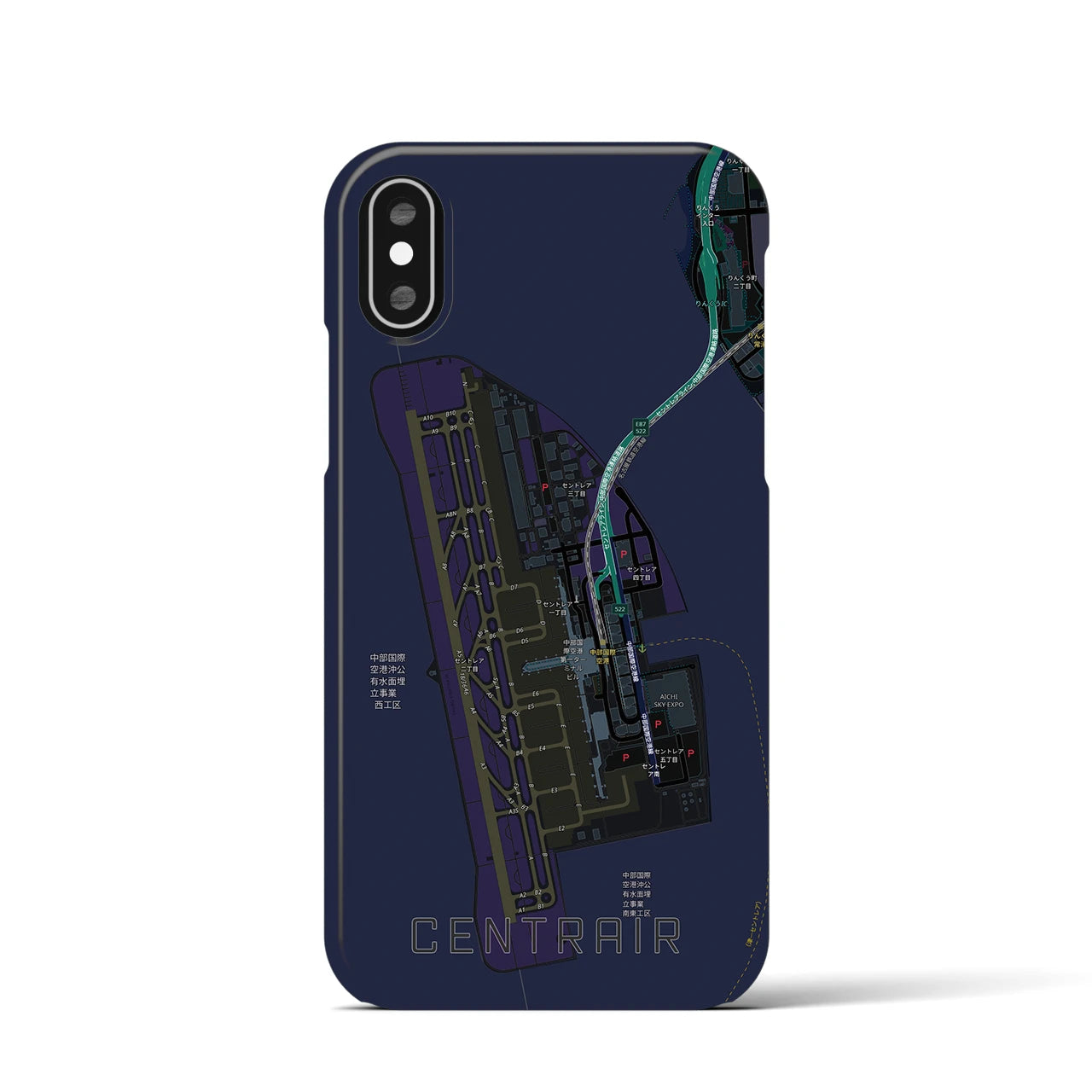 【中部国際空港(愛知県)】地図柄iPhoneケース(バックカバータイプ)