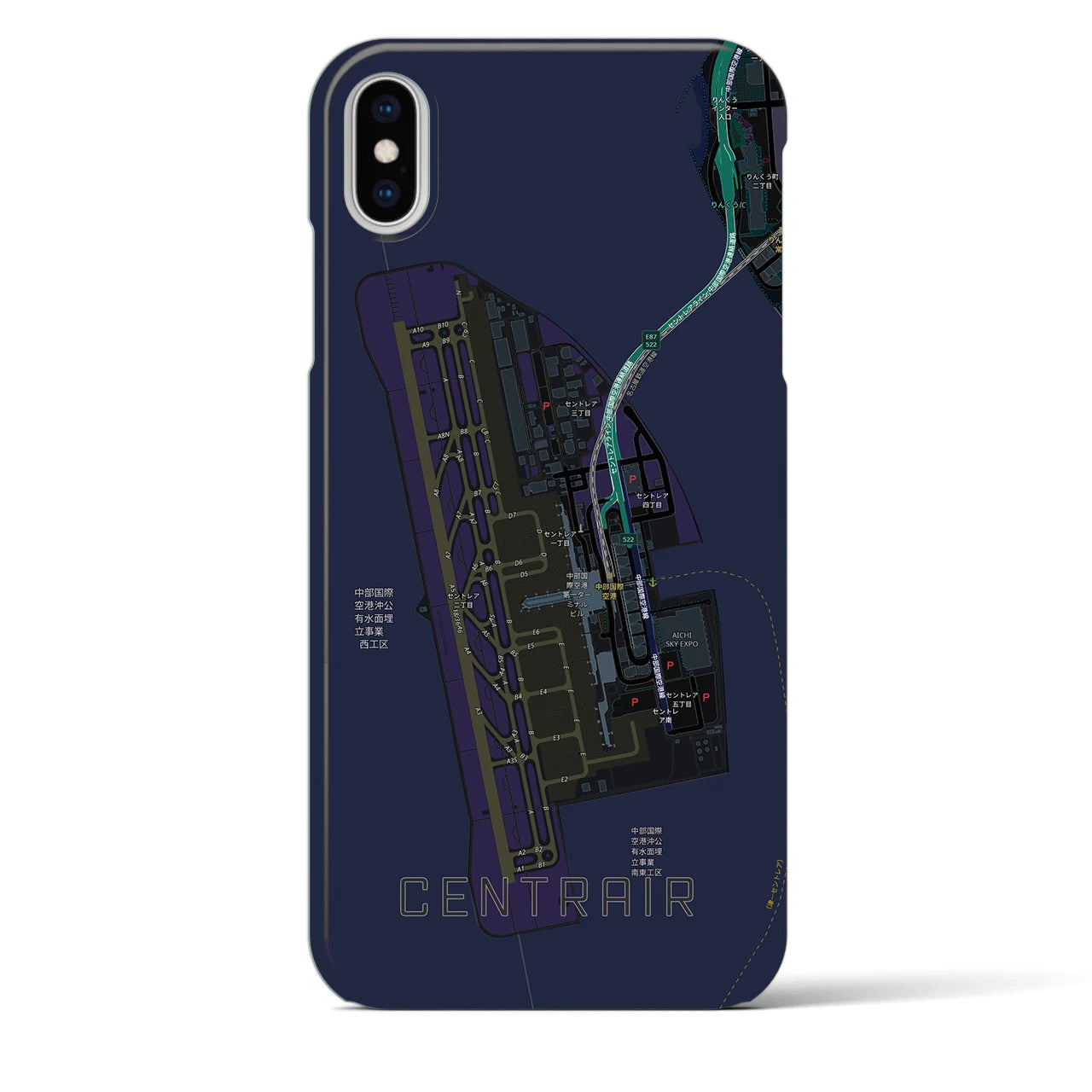 【中部国際空港(愛知県)】地図柄iPhoneケース(バックカバータイプ)