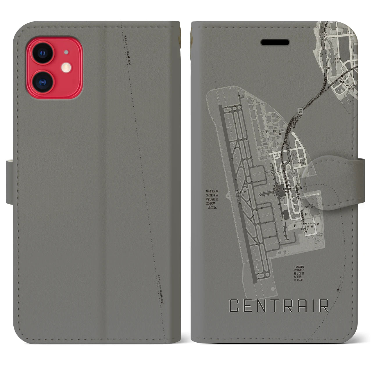 【中部国際空港(愛知県)】地図柄iPhoneケース(手帳タイプ)