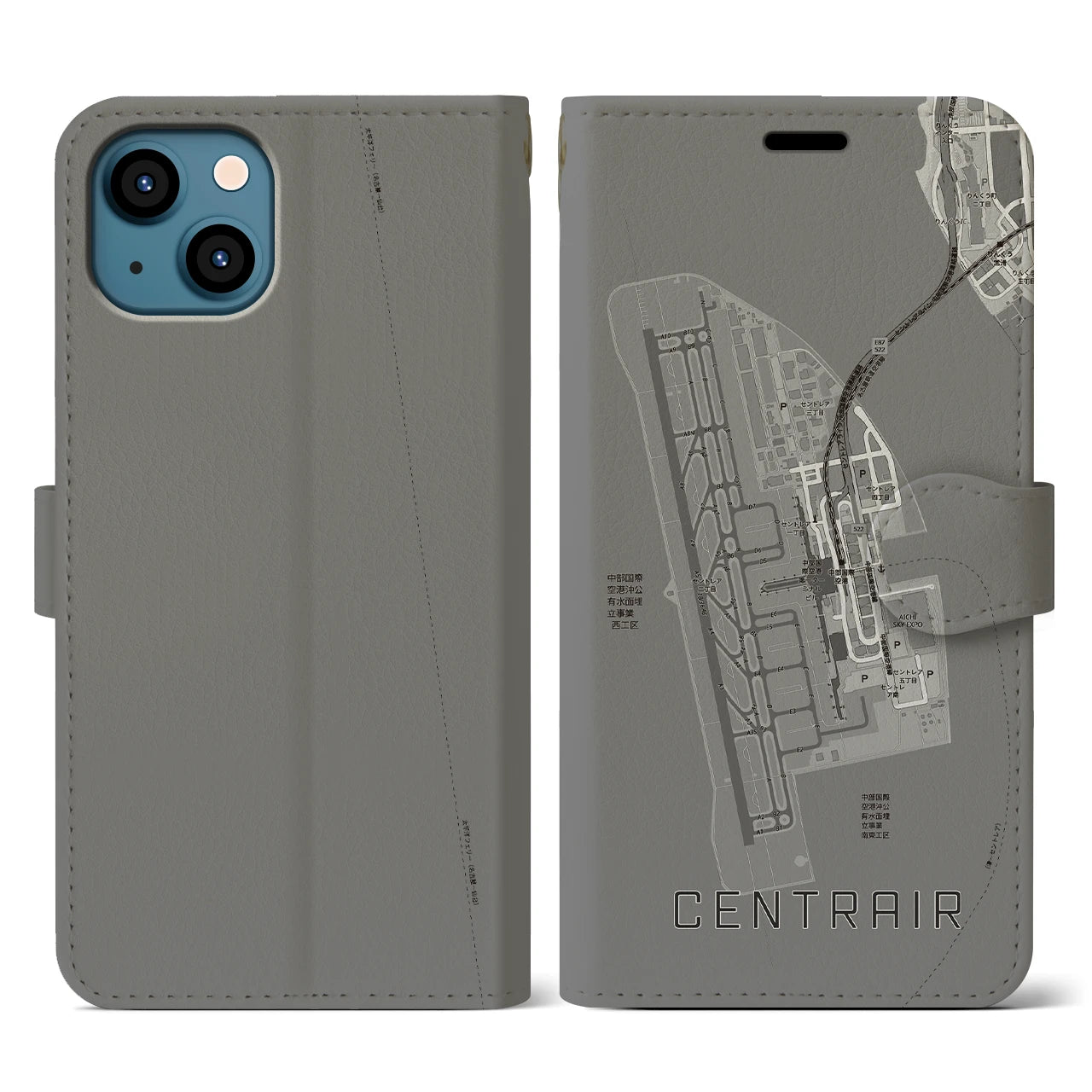 【中部国際空港(愛知県)】地図柄iPhoneケース(手帳タイプ)