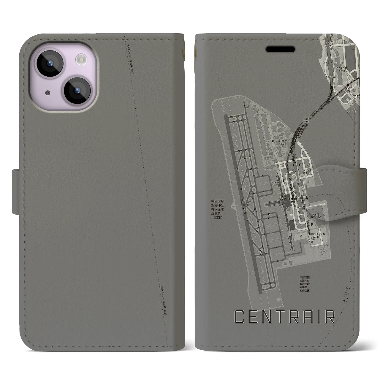 【中部国際空港(愛知県)】地図柄iPhoneケース(手帳タイプ)