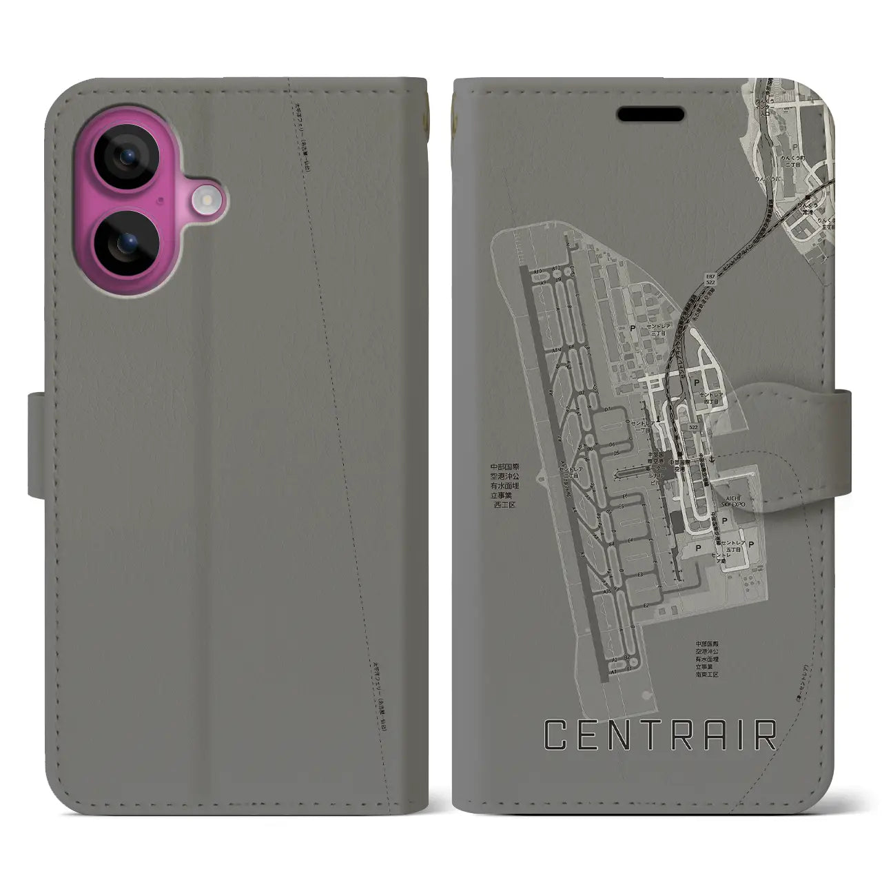 【中部国際空港(愛知県)】地図柄iPhoneケース(手帳タイプ)