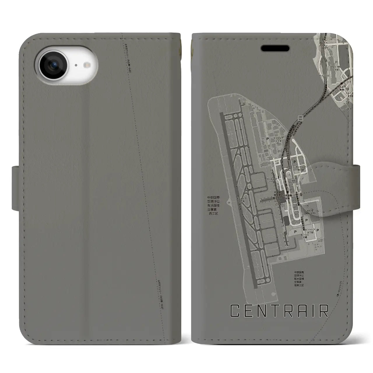 【中部国際空港(愛知県)】地図柄iPhoneケース(手帳タイプ)