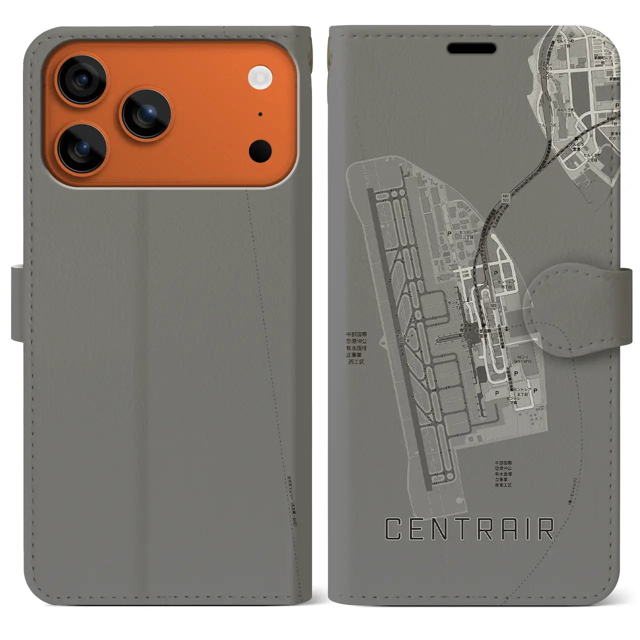 【中部国際空港(愛知県)】地図柄iPhoneケース(手帳タイプ)