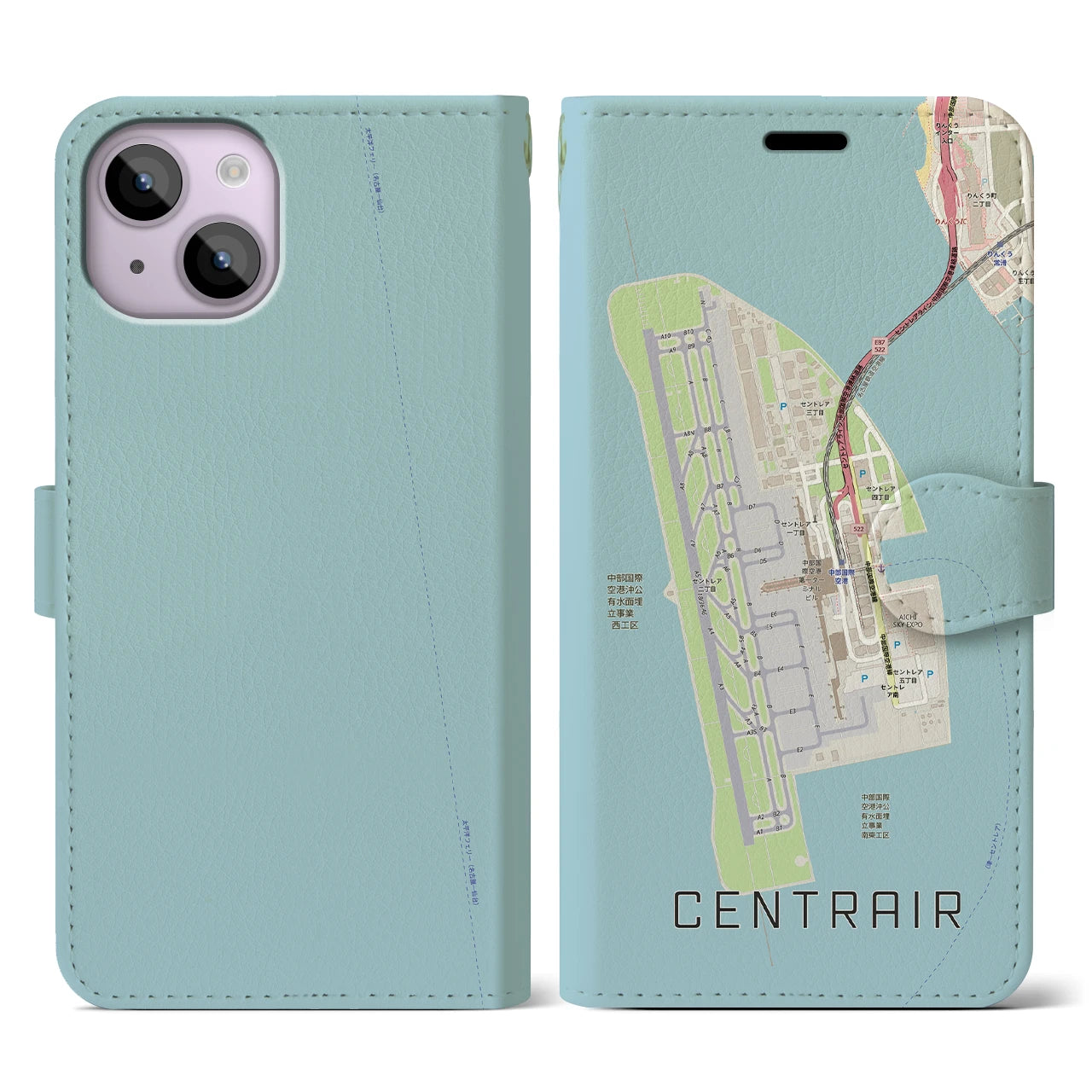 【中部国際空港(愛知県)】地図柄iPhoneケース(手帳タイプ)