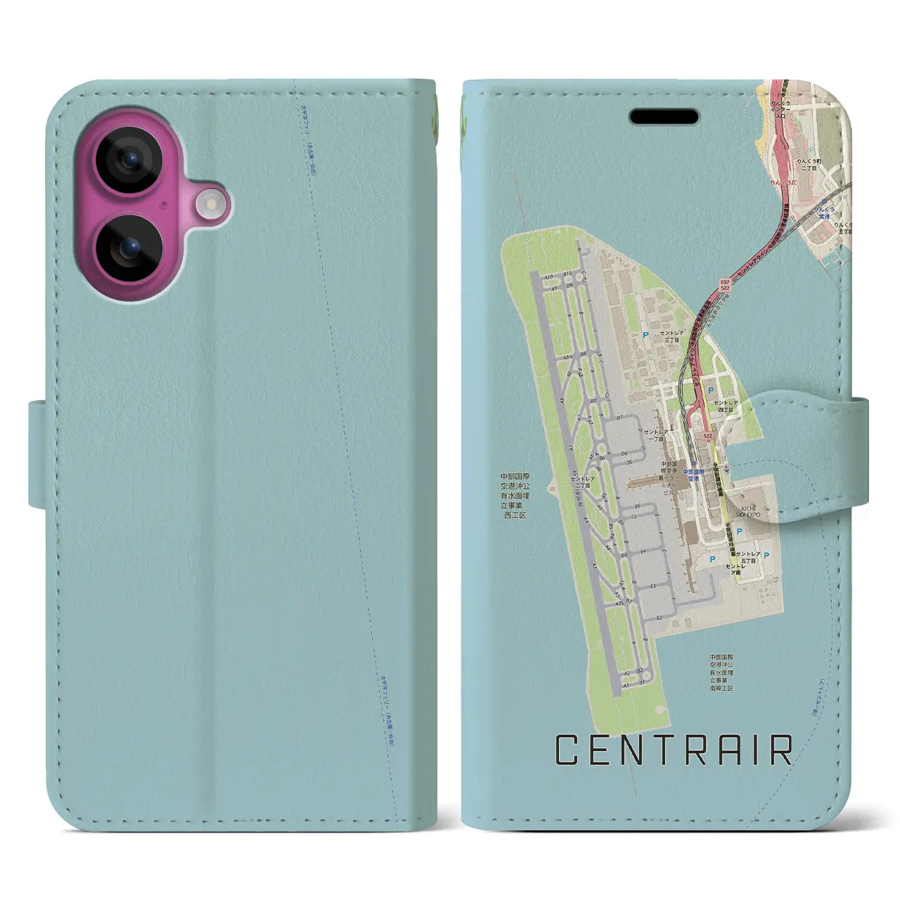 【中部国際空港(愛知県)】地図柄iPhoneケース(手帳タイプ)